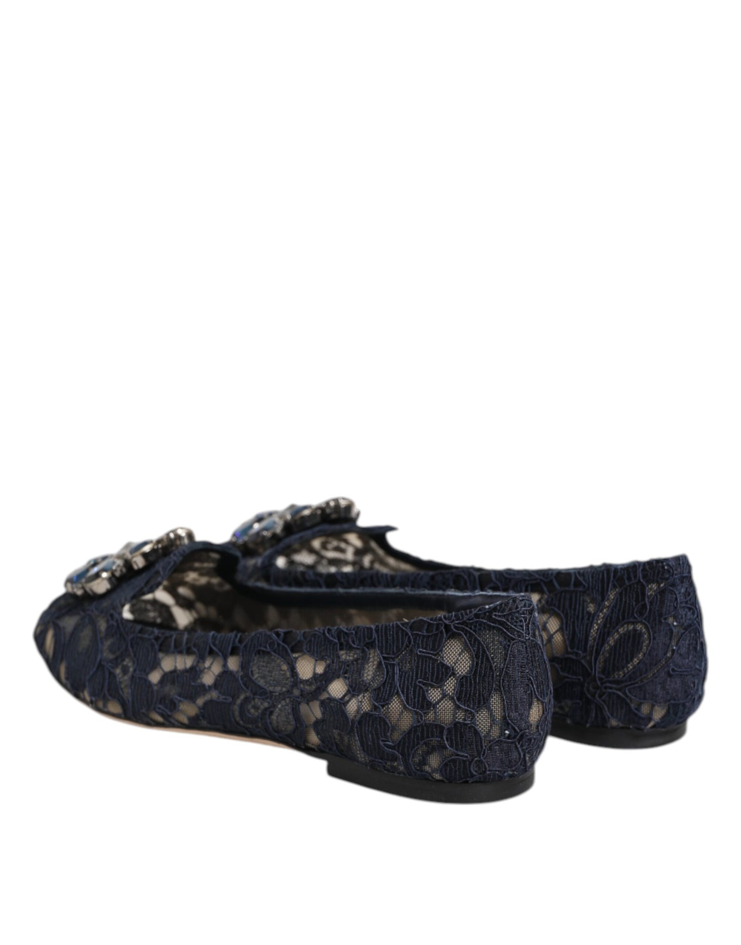 Chaussures plates bleues en dentelle et cristaux Taormina
