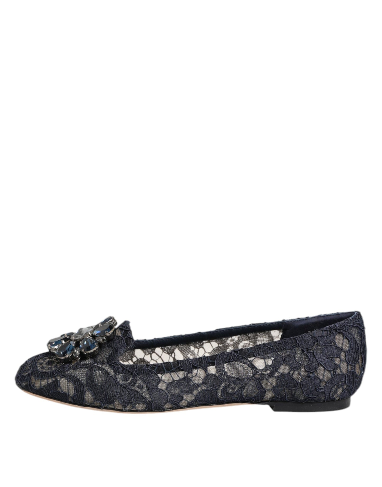 Chaussures plates bleues en dentelle et cristaux Taormina