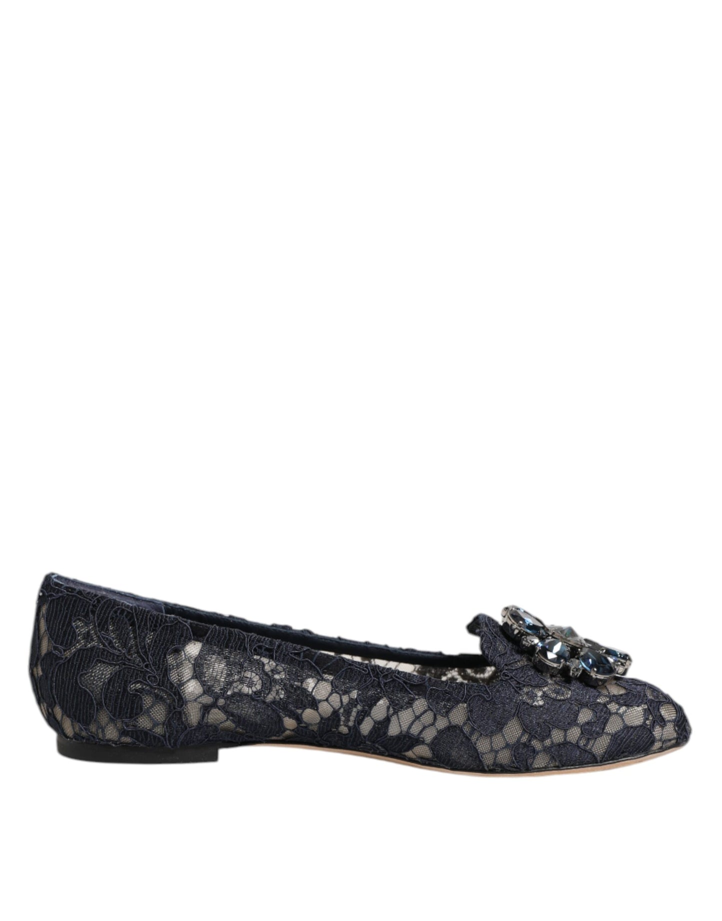 Chaussures plates bleues en dentelle et cristaux Taormina