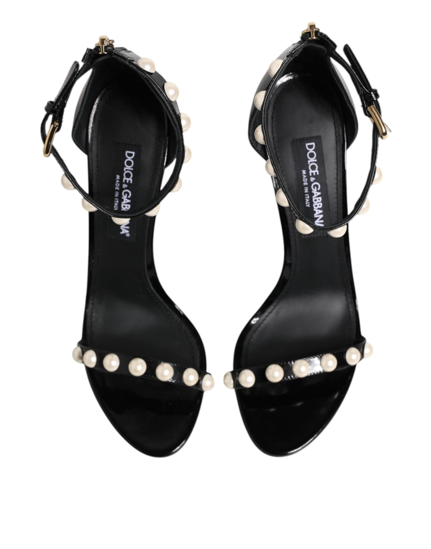 Sandalias negras adornadas con perlas KEIRA
