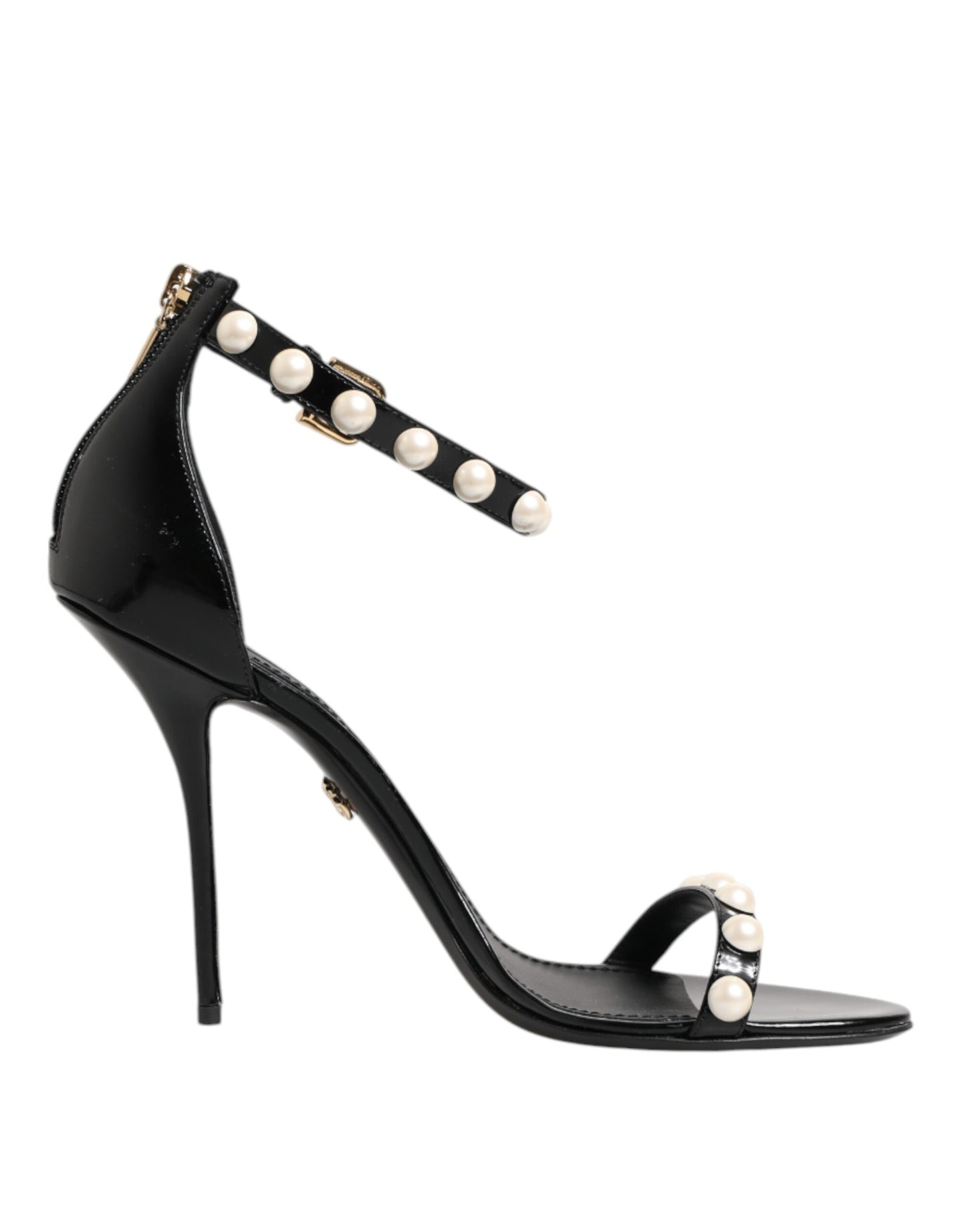 Sandalias negras adornadas con perlas KEIRA