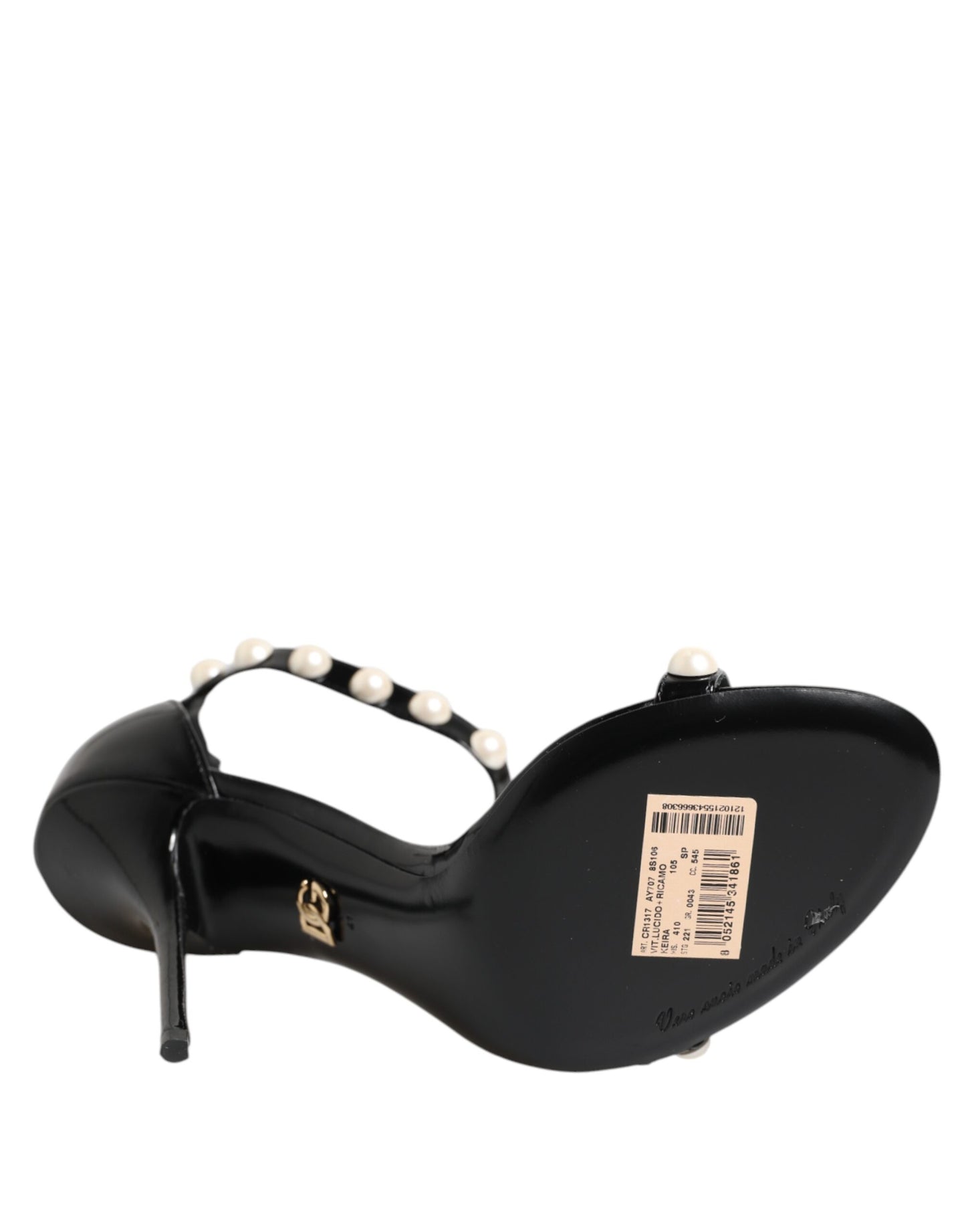 Sandalias negras adornadas con perlas KEIRA