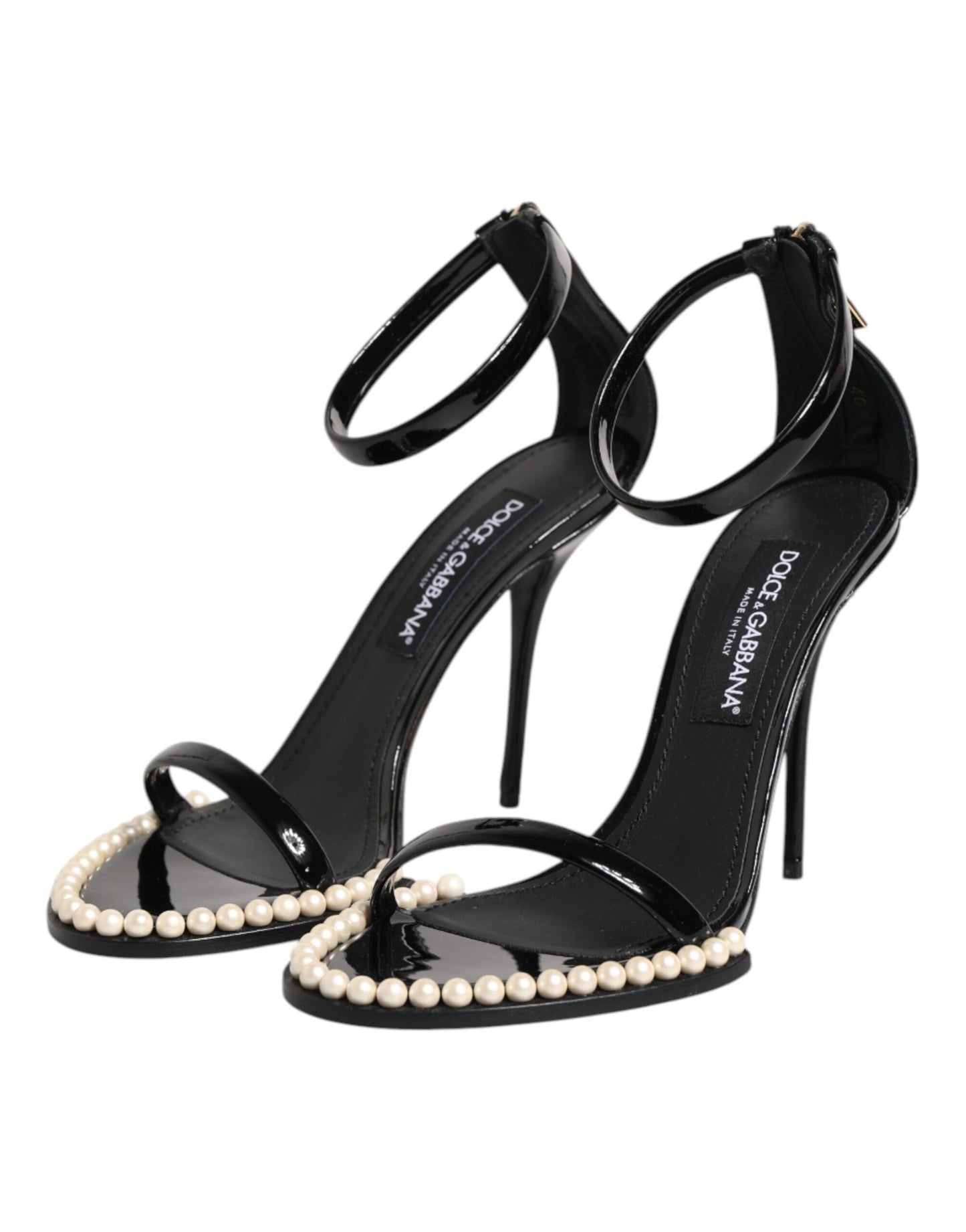Sandalias negras adornadas con perlas KEIRA
