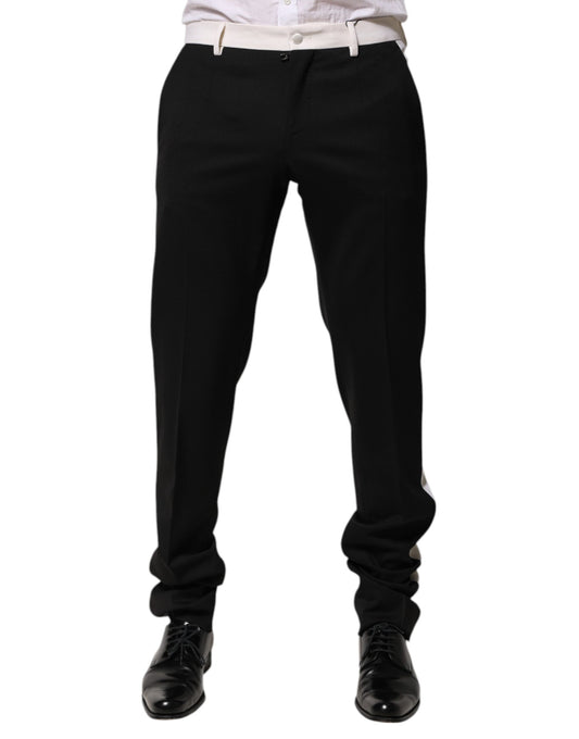 Pantalon en laine à rayures noires et blanches pour homme