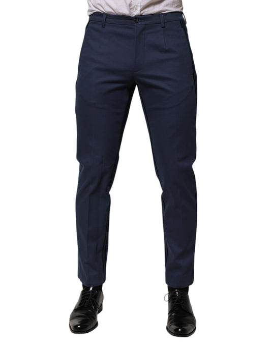 Pantalones formales cónicos de algodón azul para hombre
