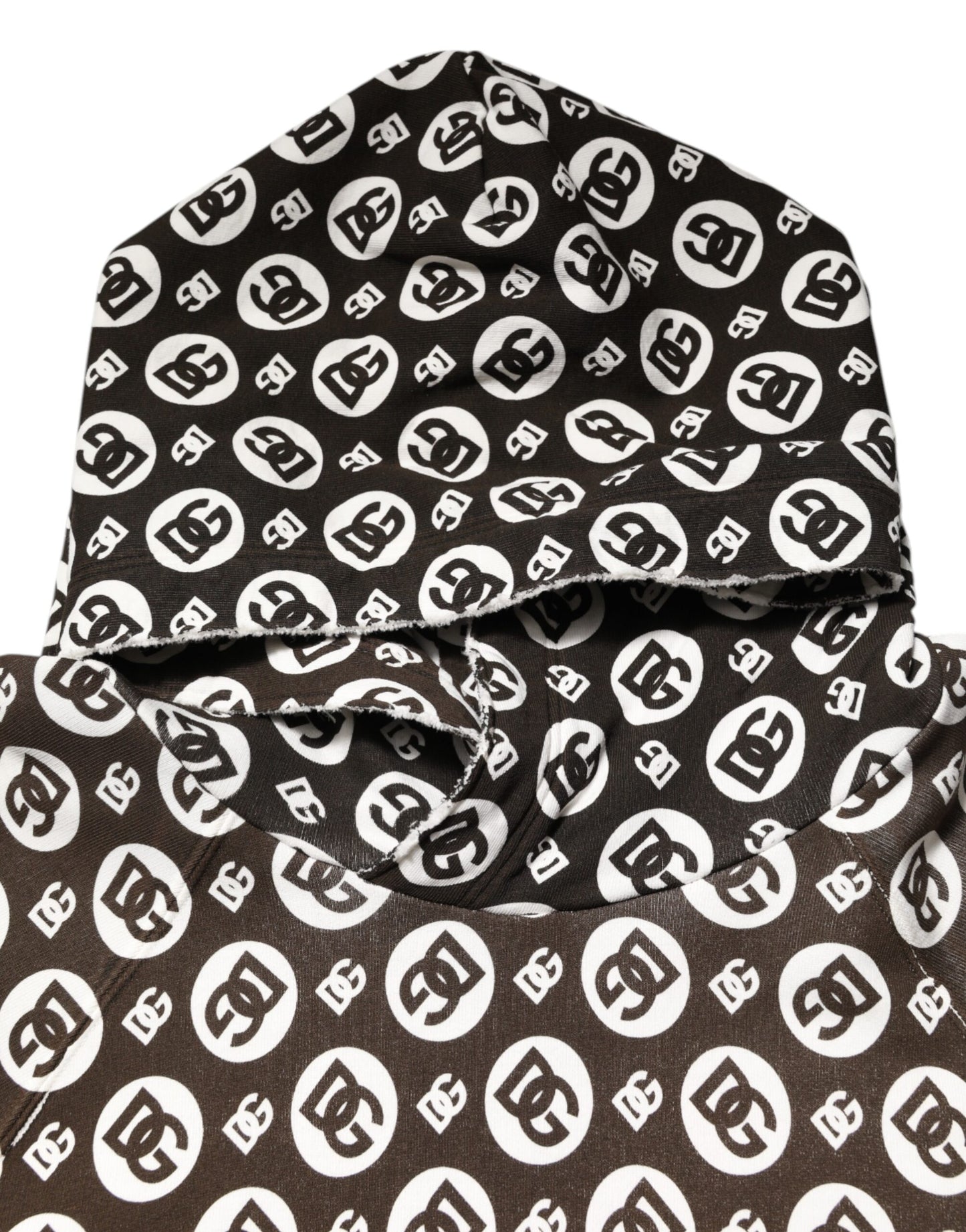Sudadera corta con capucha y logotipo DG en marrón y blanco