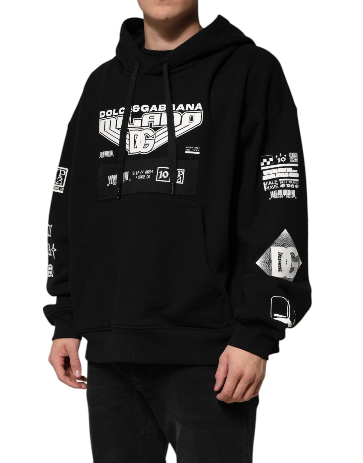 Sudadera con capucha y estampado del logotipo de DG Milano en algodón negro