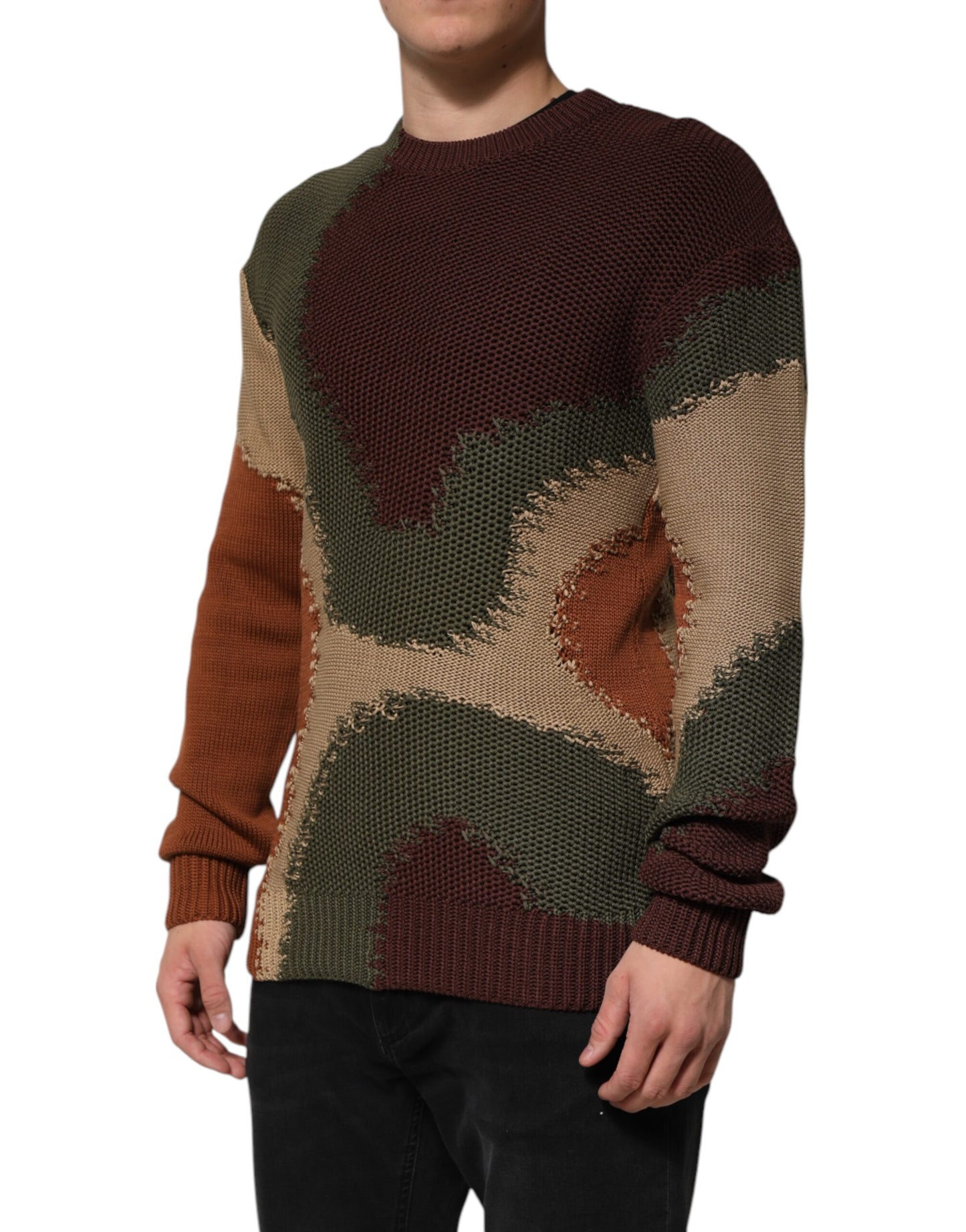 Suéter abstracto de algodón multicolor para hombre
