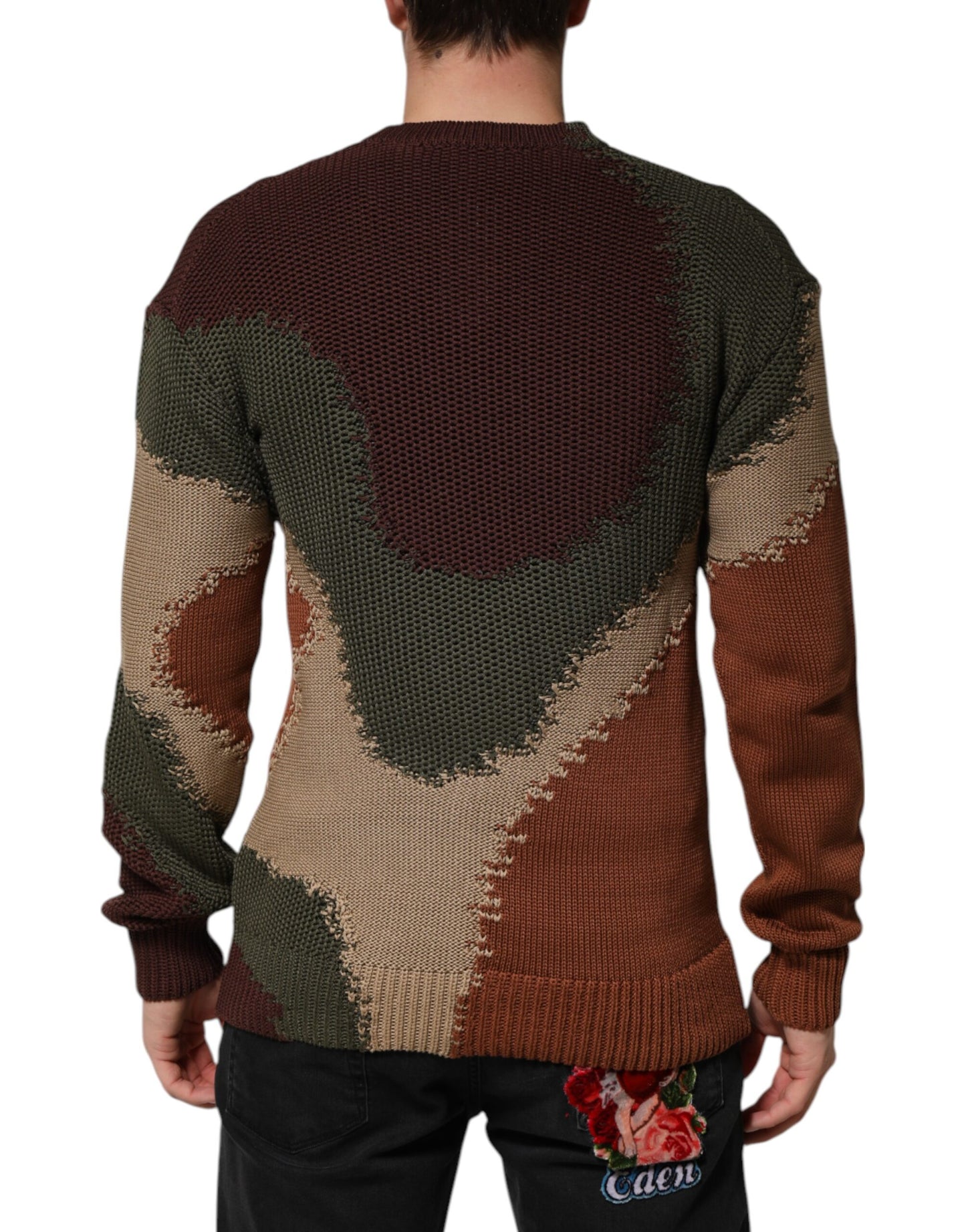 Suéter abstracto de algodón multicolor para hombre
