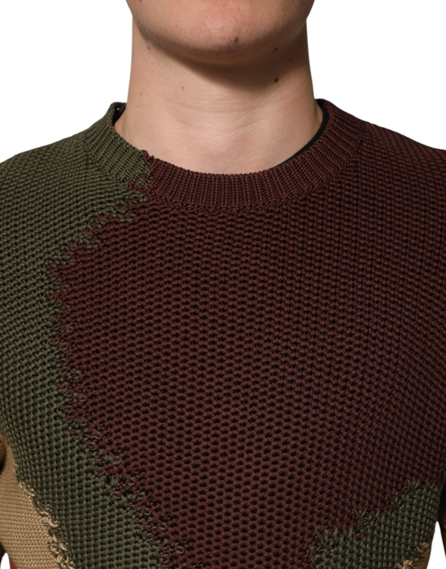 Suéter abstracto de algodón multicolor para hombre