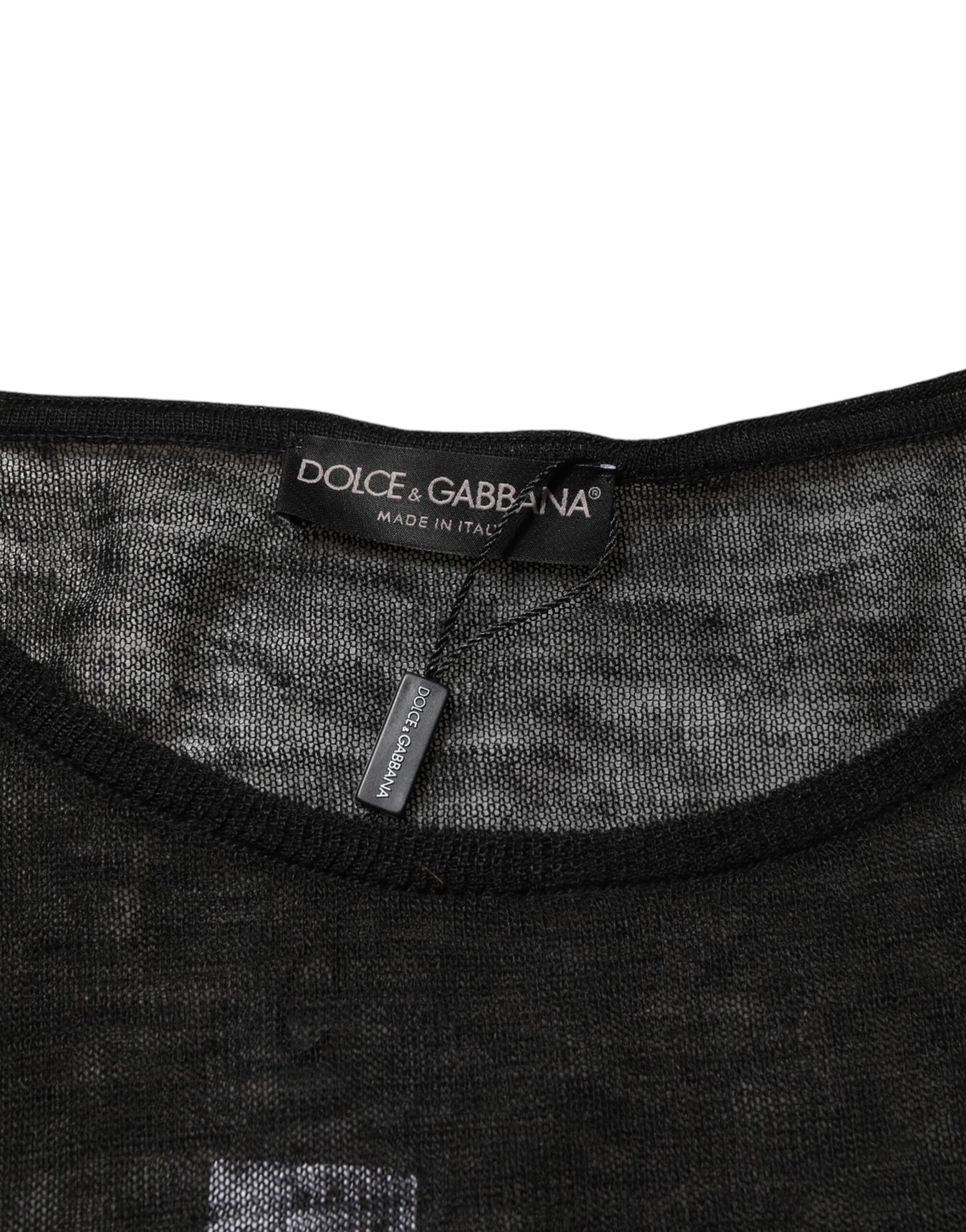 T-shirt à manches longues en maille de lin noir déchiré