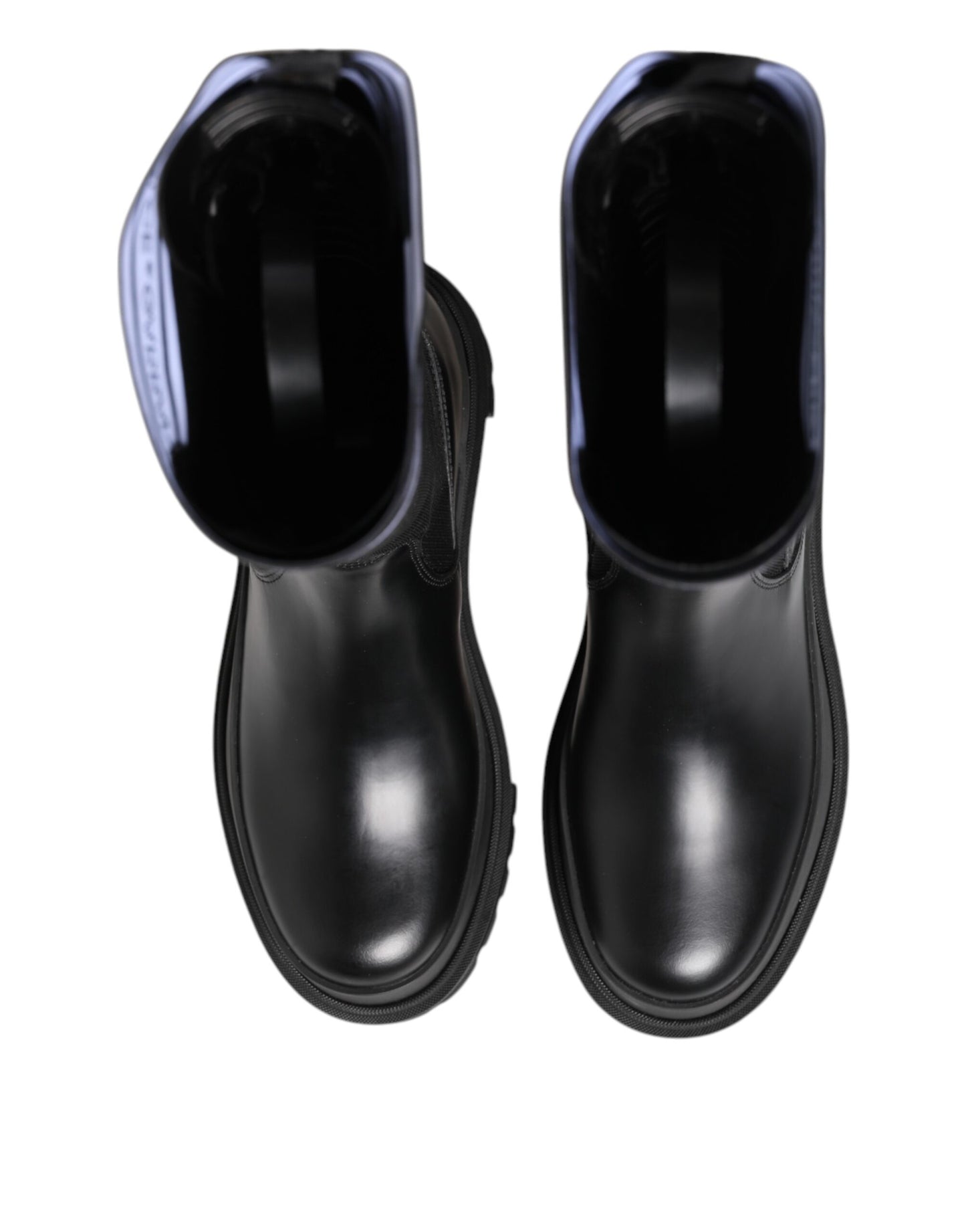 Chaussettes noires et blanches en polyester, bottes hautes, chaussures