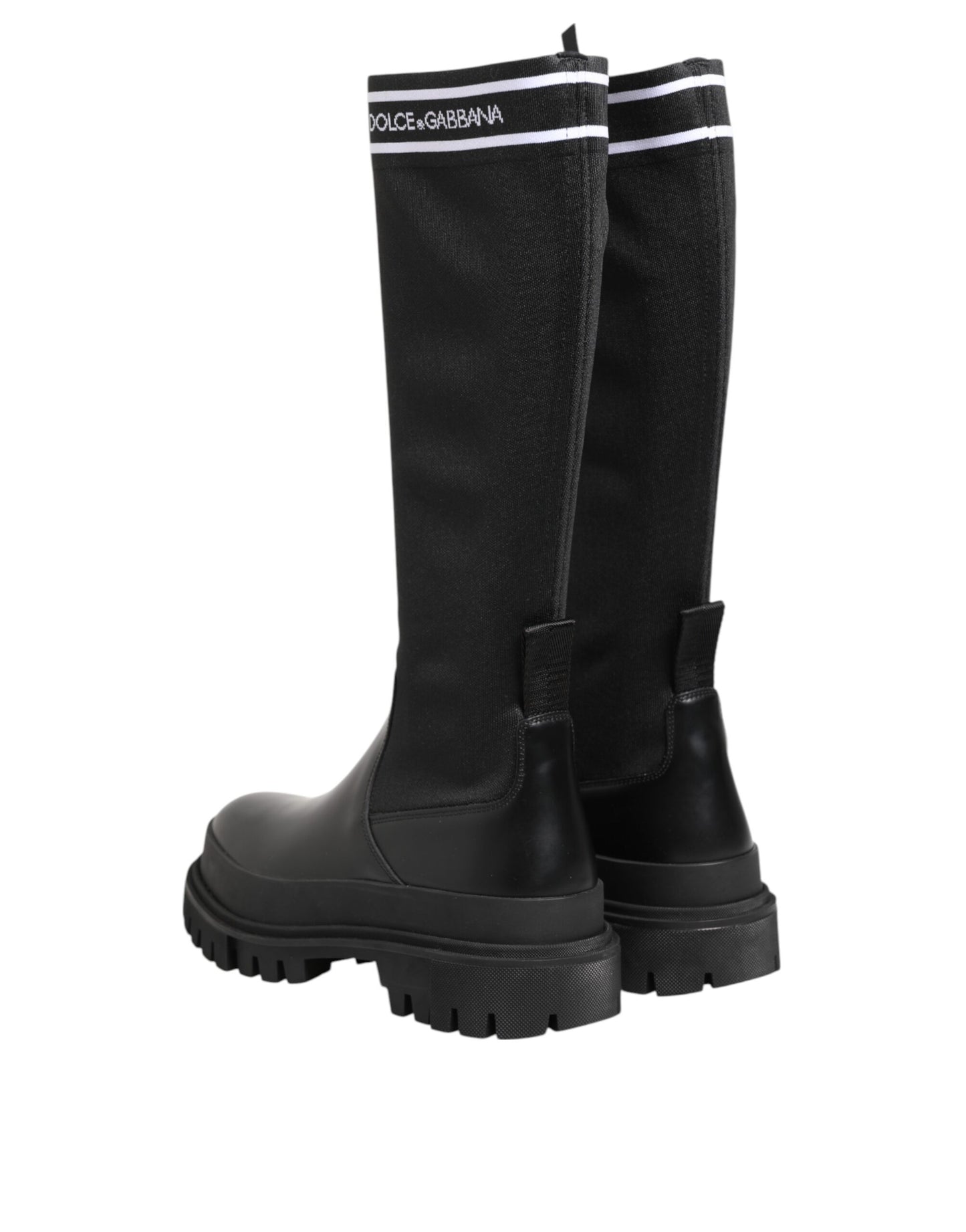 Chaussettes noires et blanches en polyester, bottes hautes, chaussures