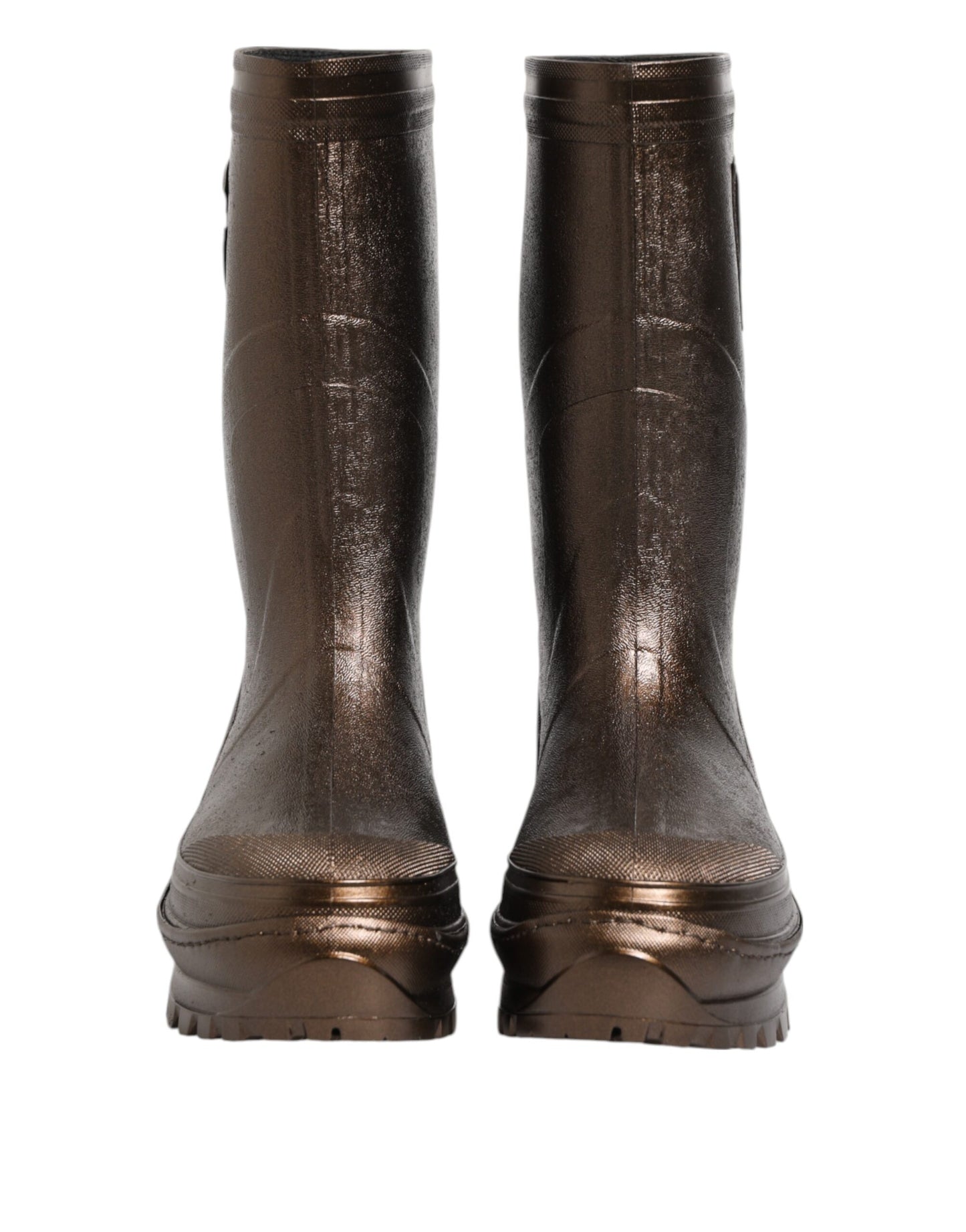 Botas de lluvia sin cordones de color bronce metalizado