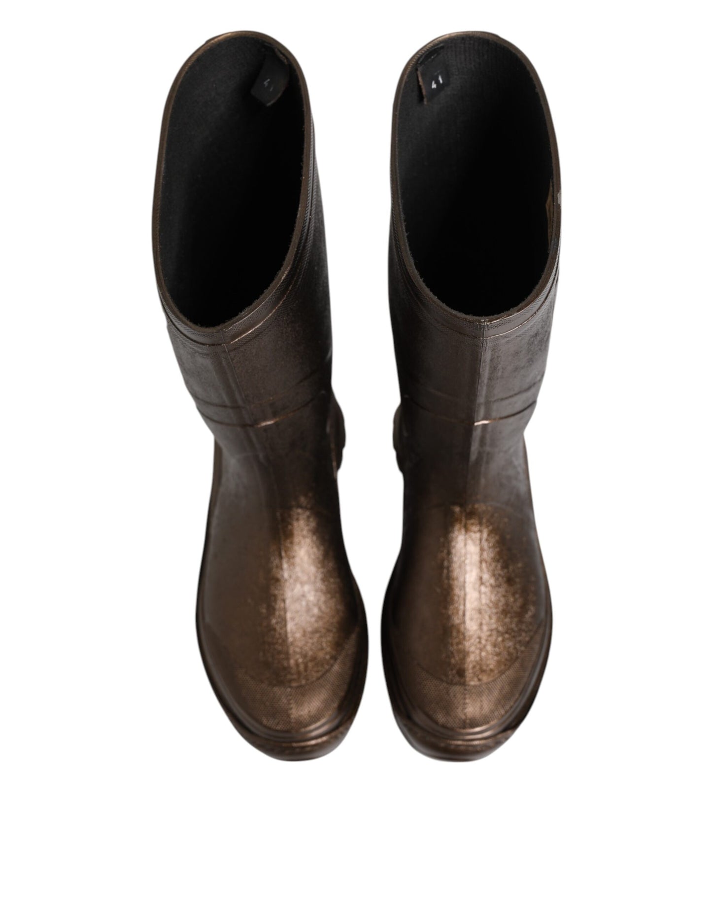 Botas de lluvia sin cordones de color bronce metalizado