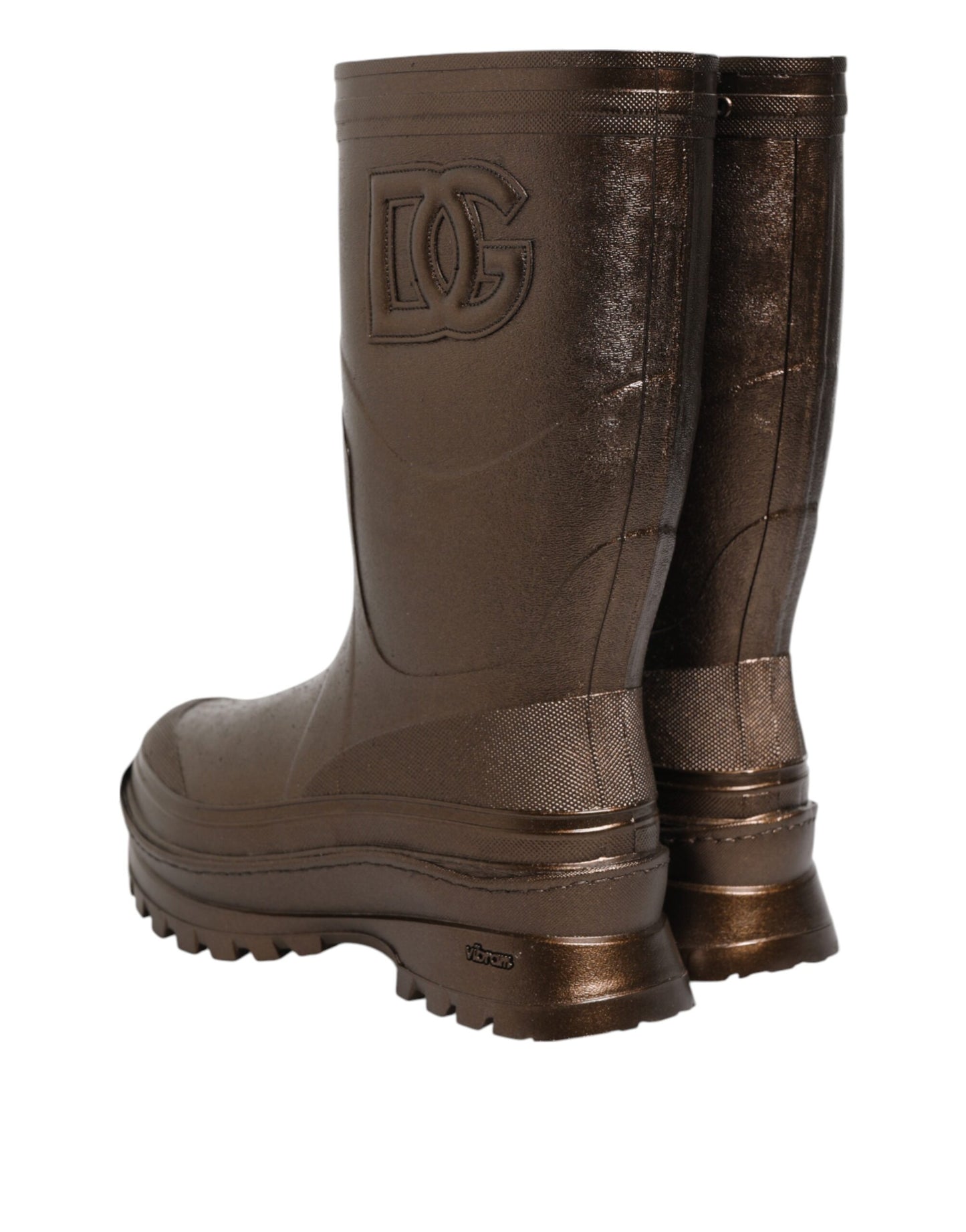 Botas de lluvia sin cordones de color bronce metalizado
