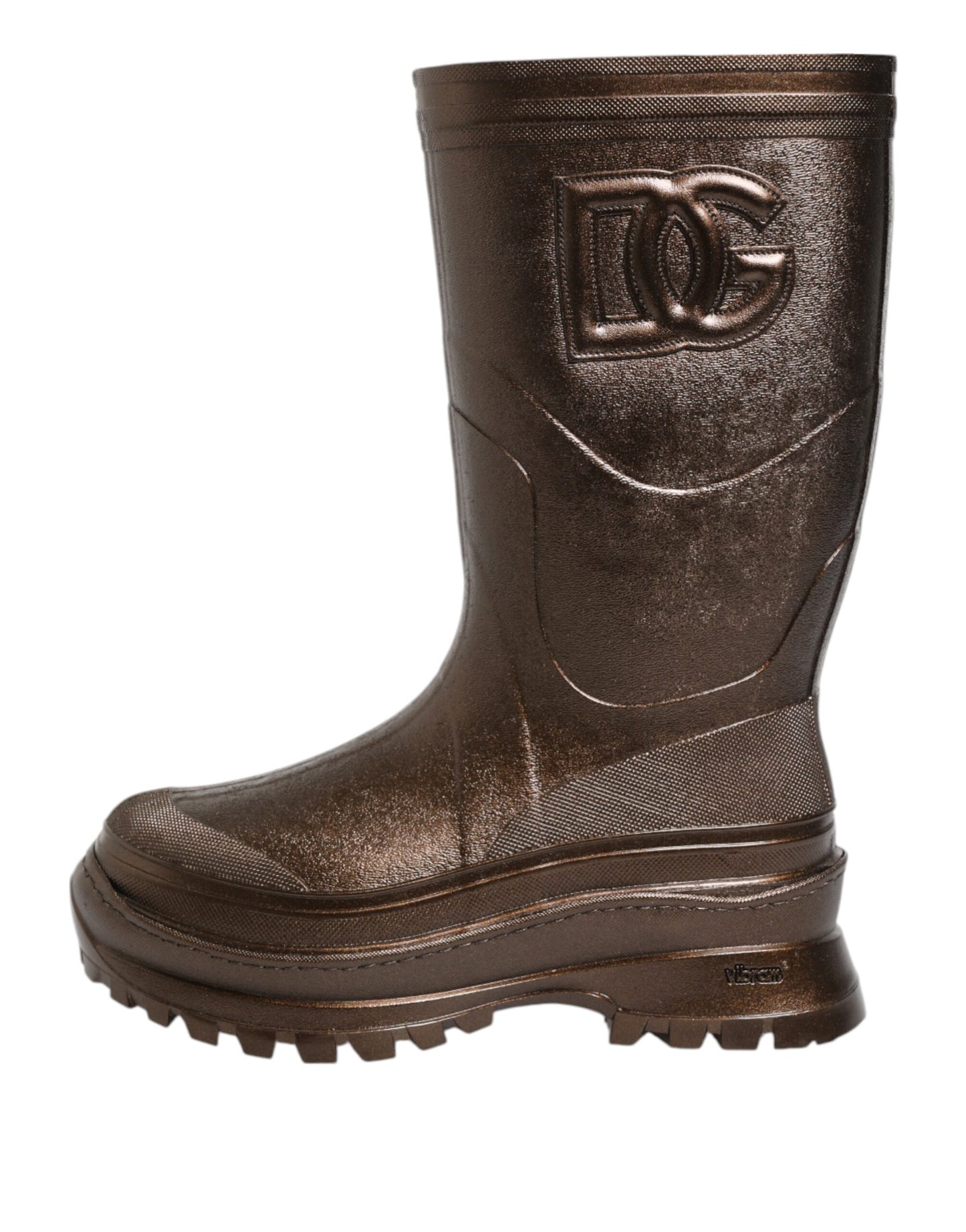 Botas de lluvia sin cordones de color bronce metalizado