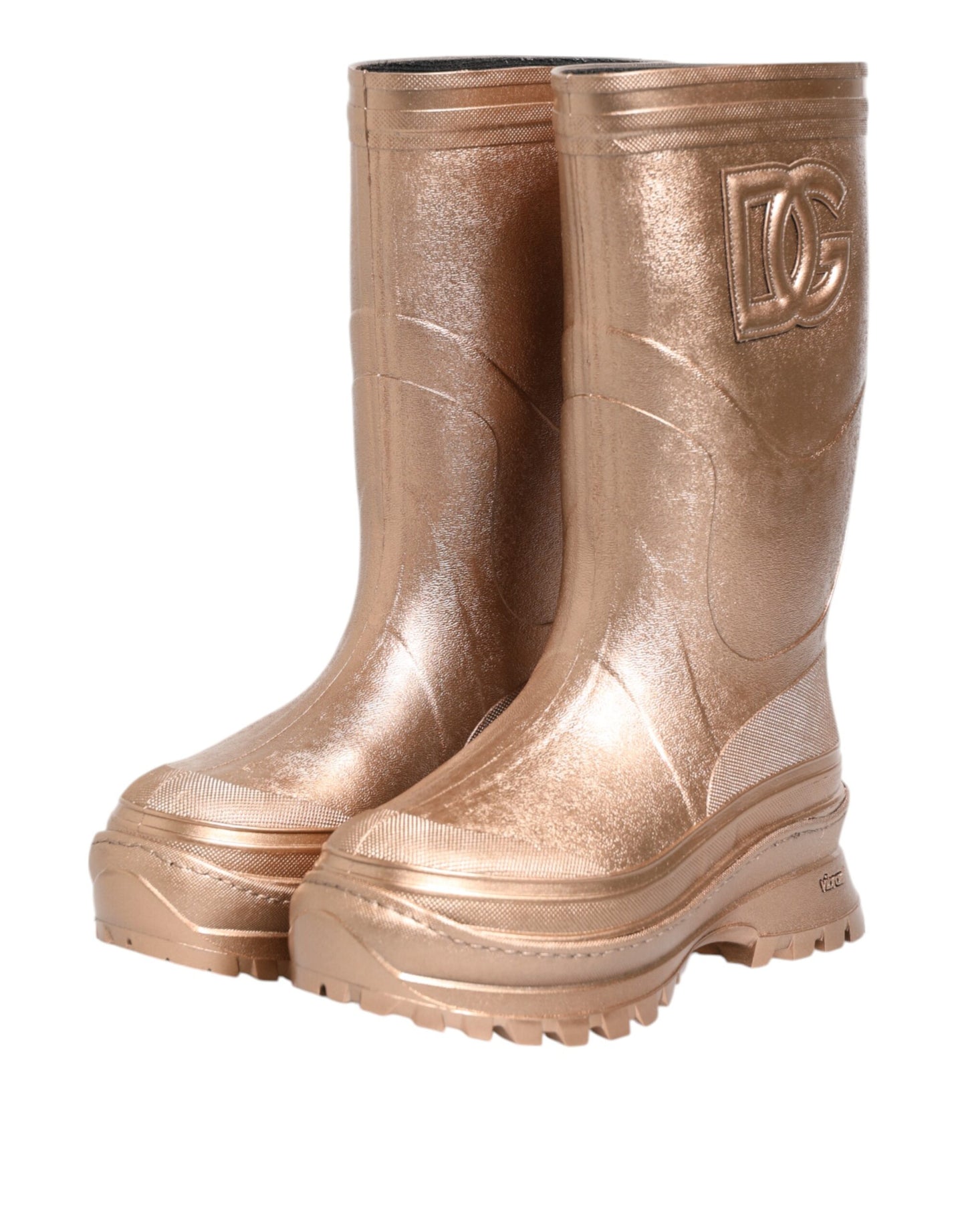 Bottes de pluie à enfiler en caoutchouc or rose