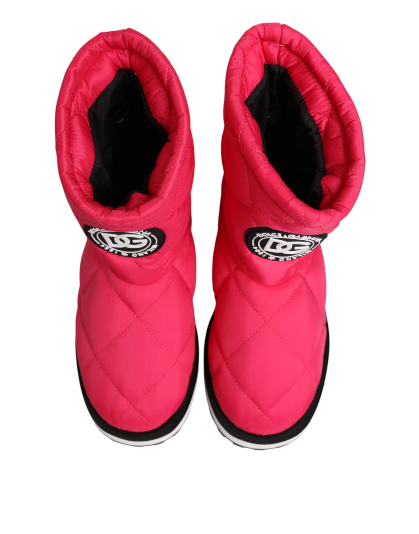 Bottes mi-mollet rembourrées en viscose rose et blanche