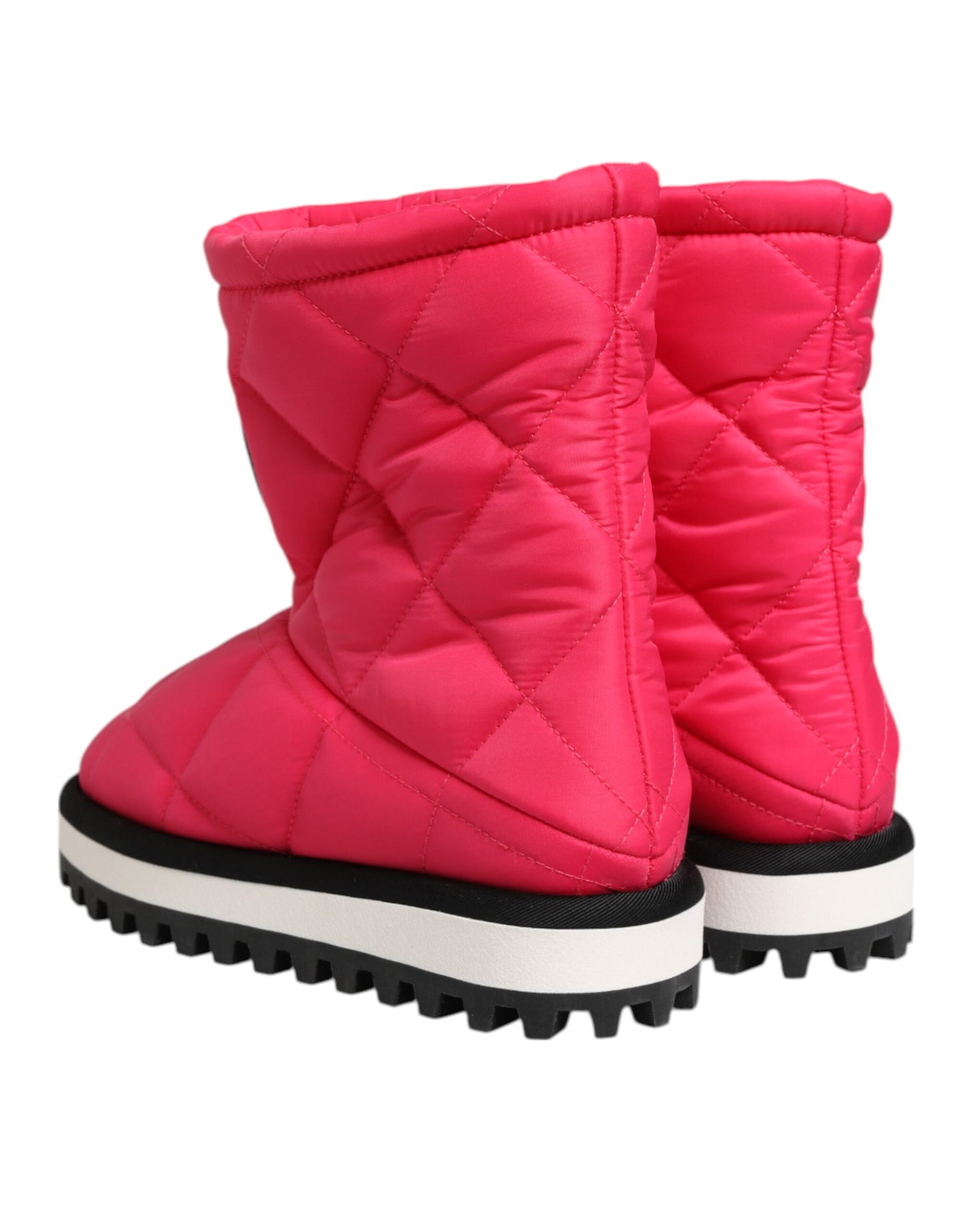 Bottes mi-mollet rembourrées en viscose rose et blanche