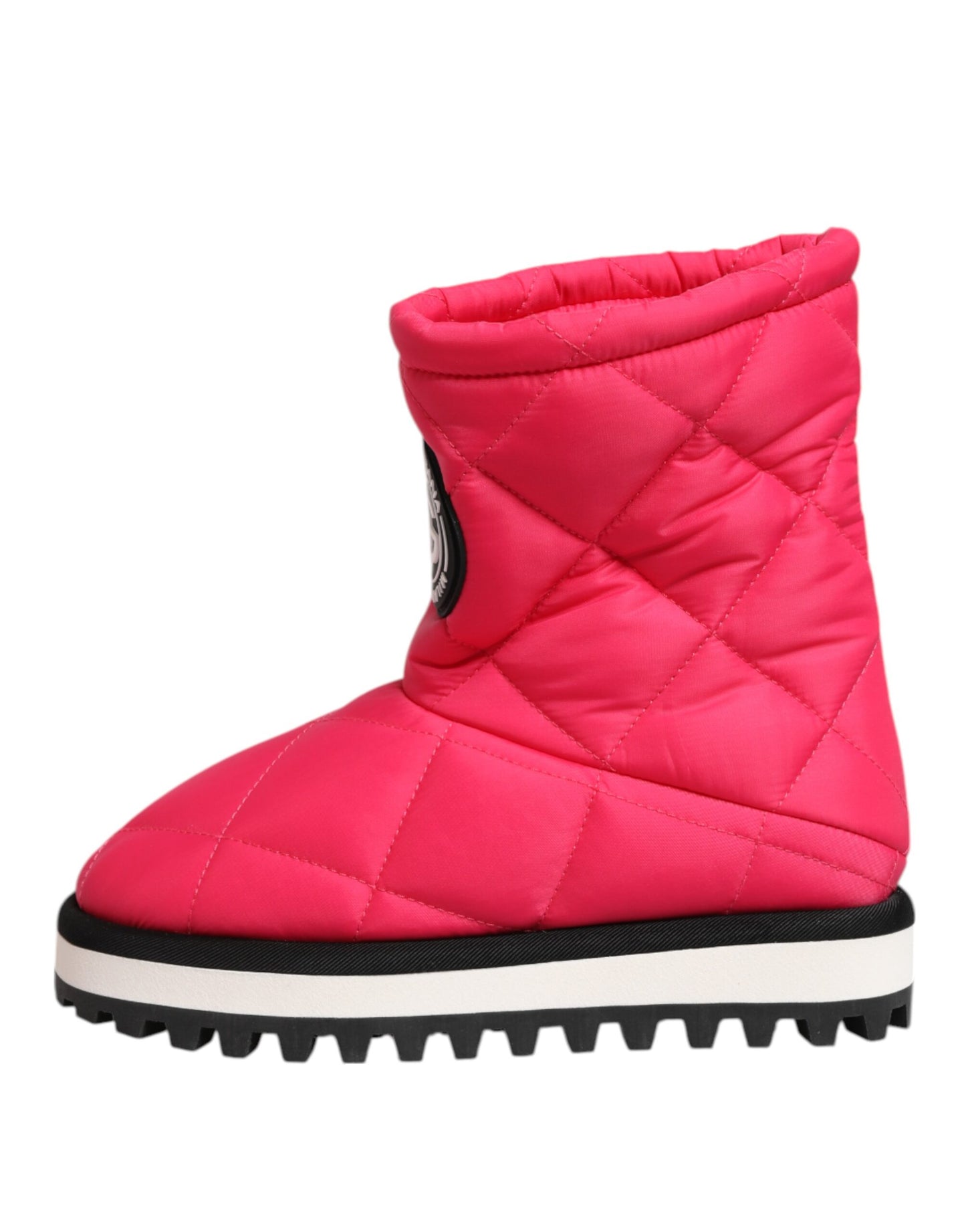 Bottes mi-mollet rembourrées en viscose rose et blanche