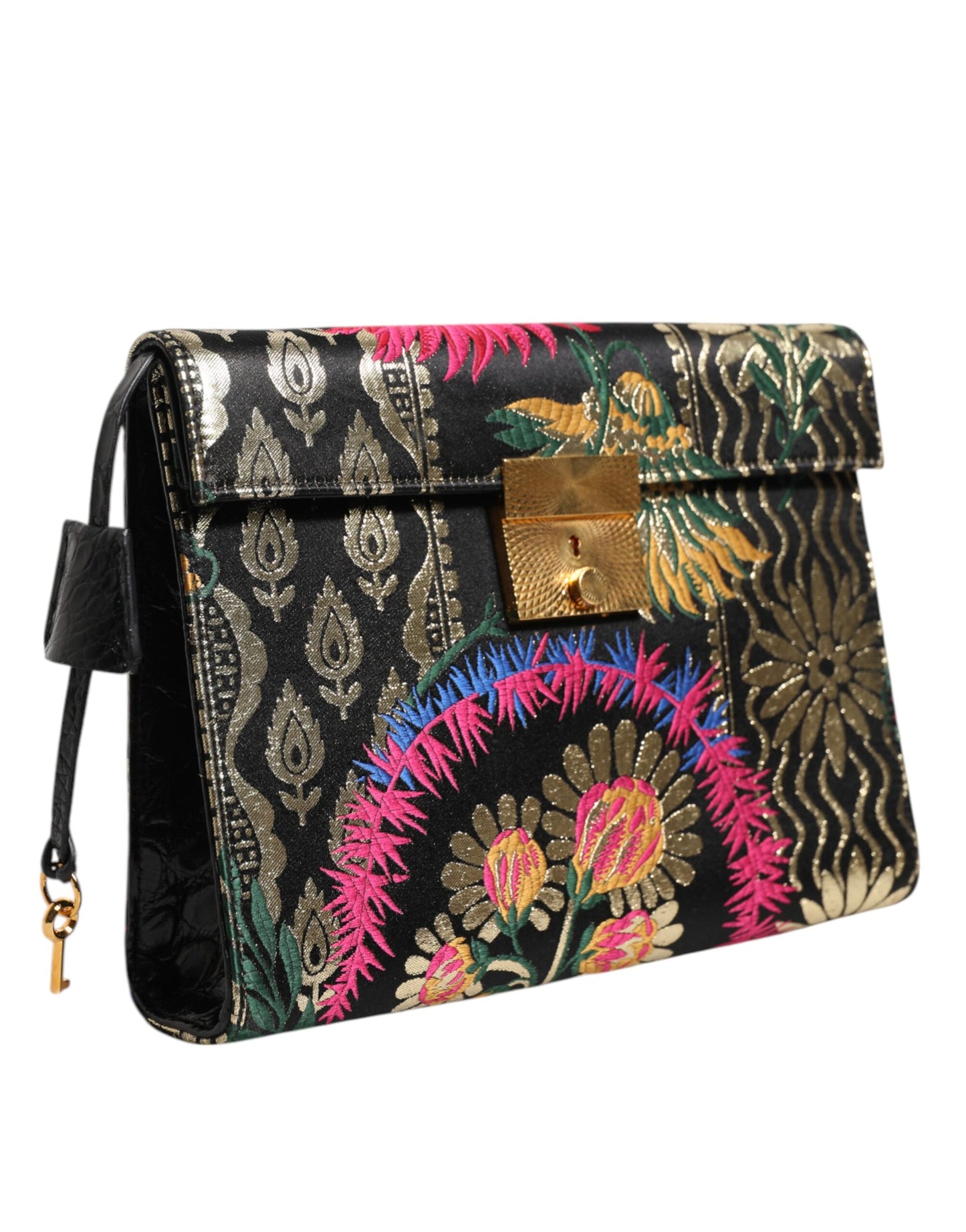 Sac porte-documents à motif floral en jacquard multicolore