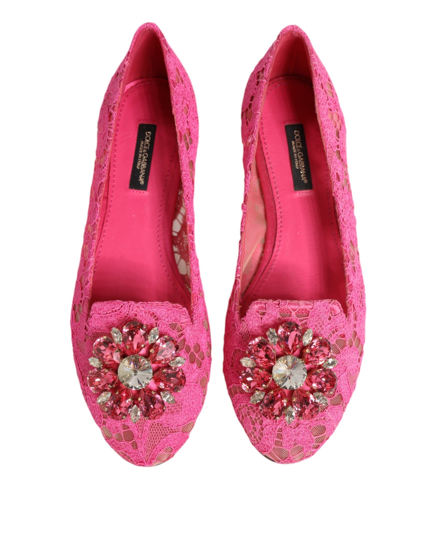 Zapatos planos con cristales y encaje Taormina en color rosa