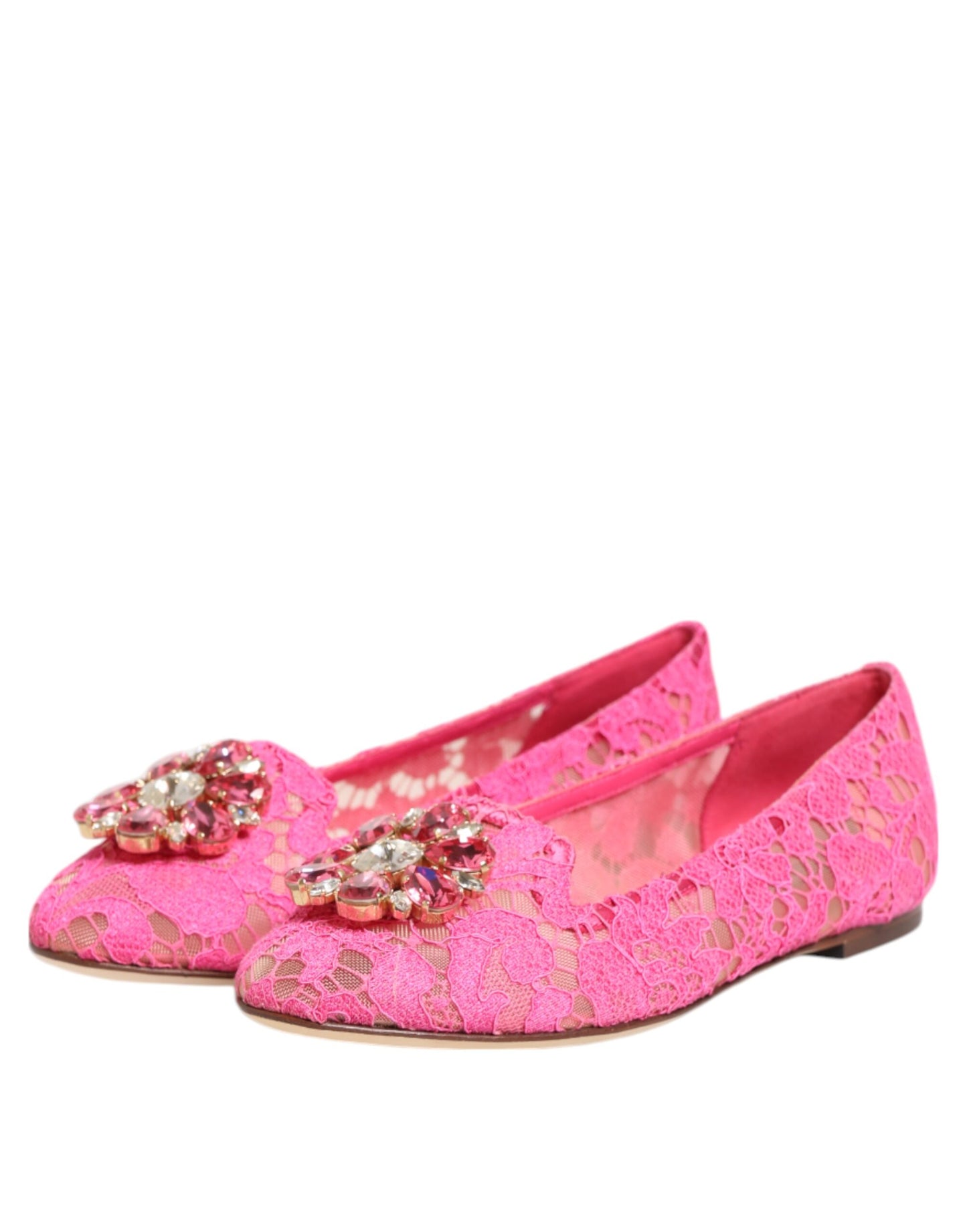 Zapatos planos con cristales y encaje Taormina en color rosa