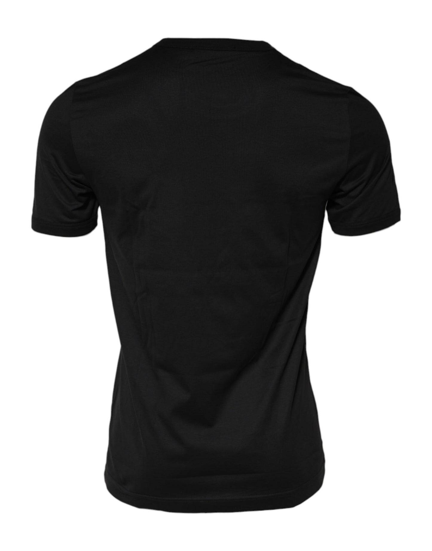 Camiseta negra de algodón con cuello redondo del Sagrado Corazón