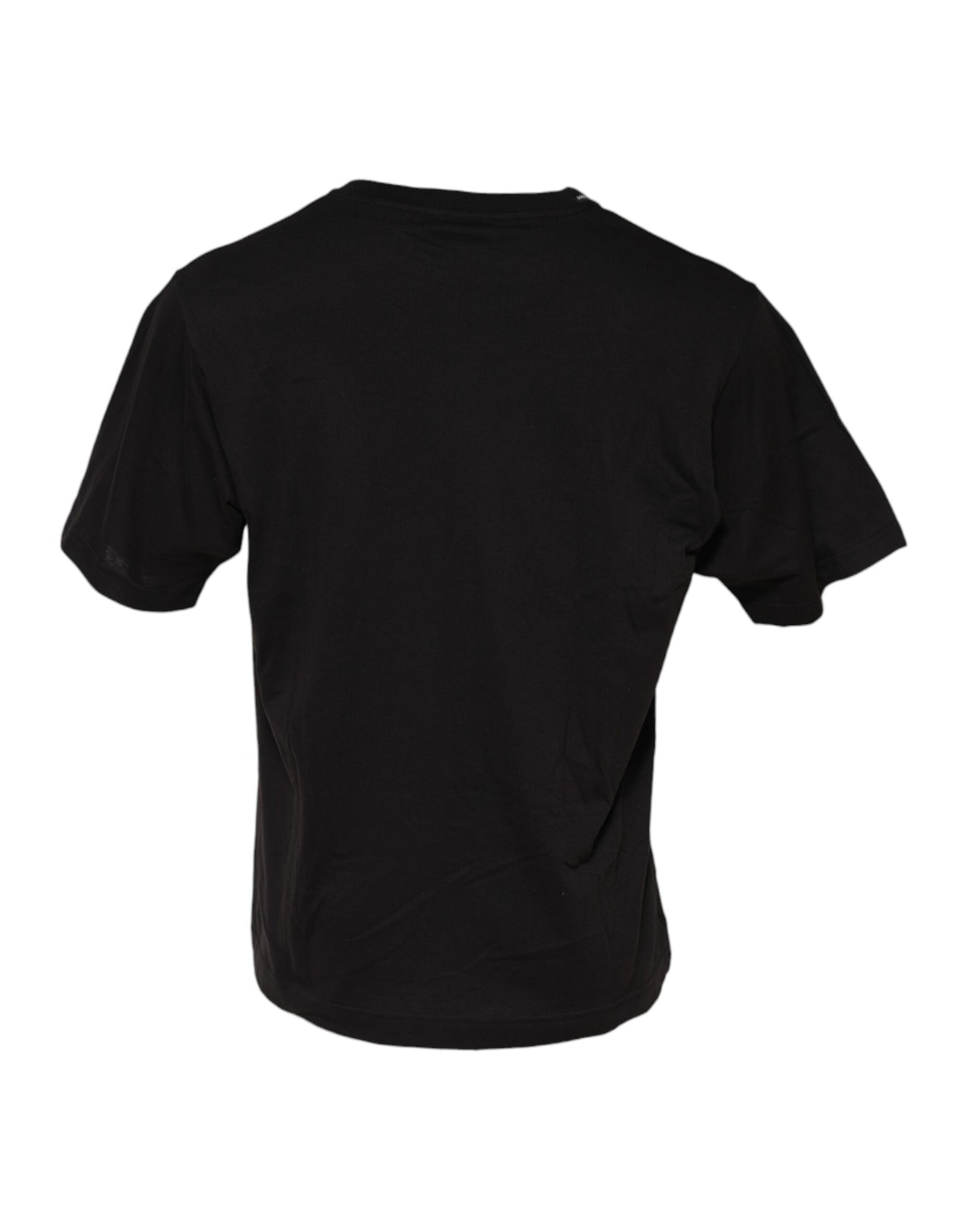 Camiseta minimalista negra de algodón con cuello redondo