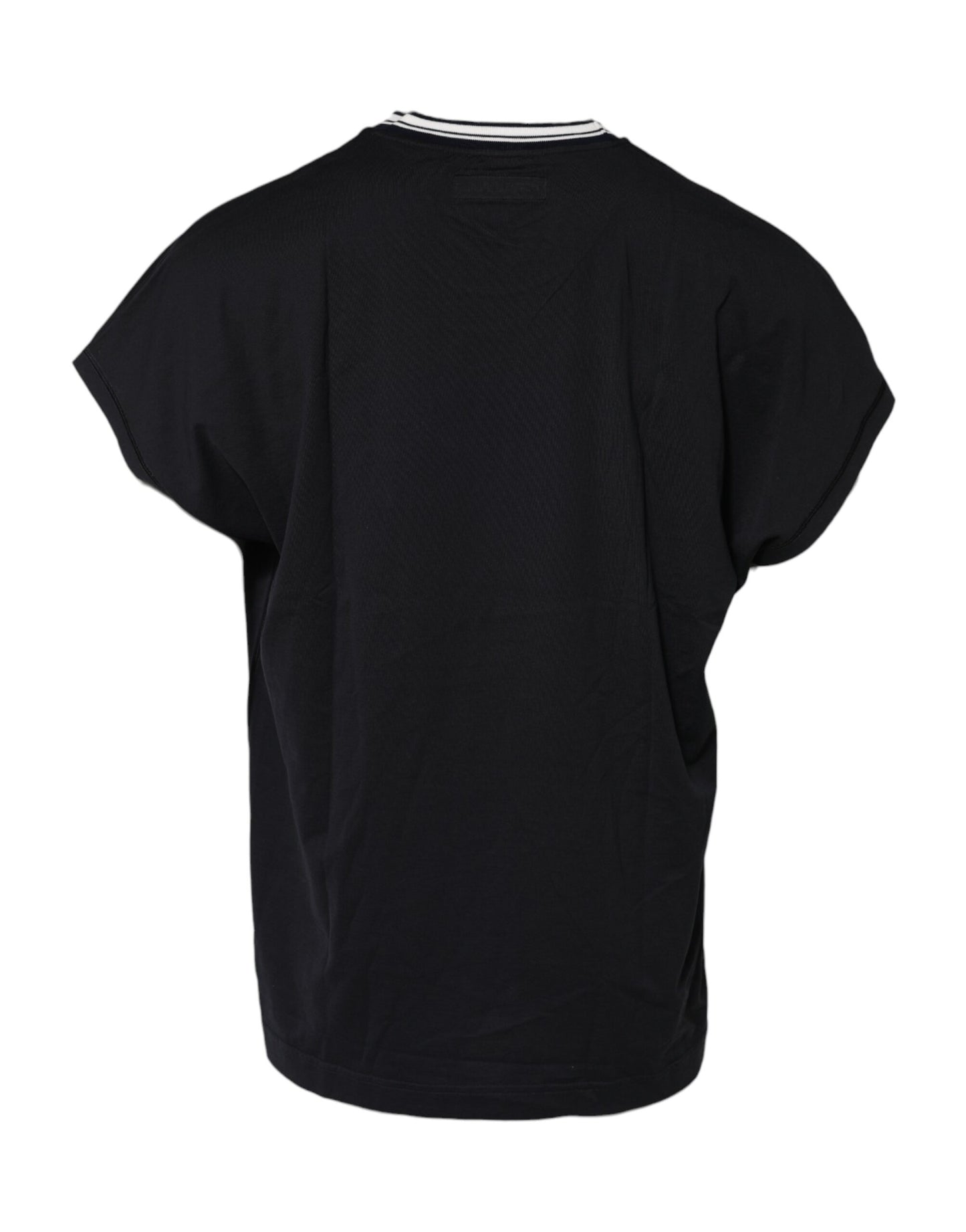 Camiseta de algodón con cuello redondo y corona veneciana azul oscuro