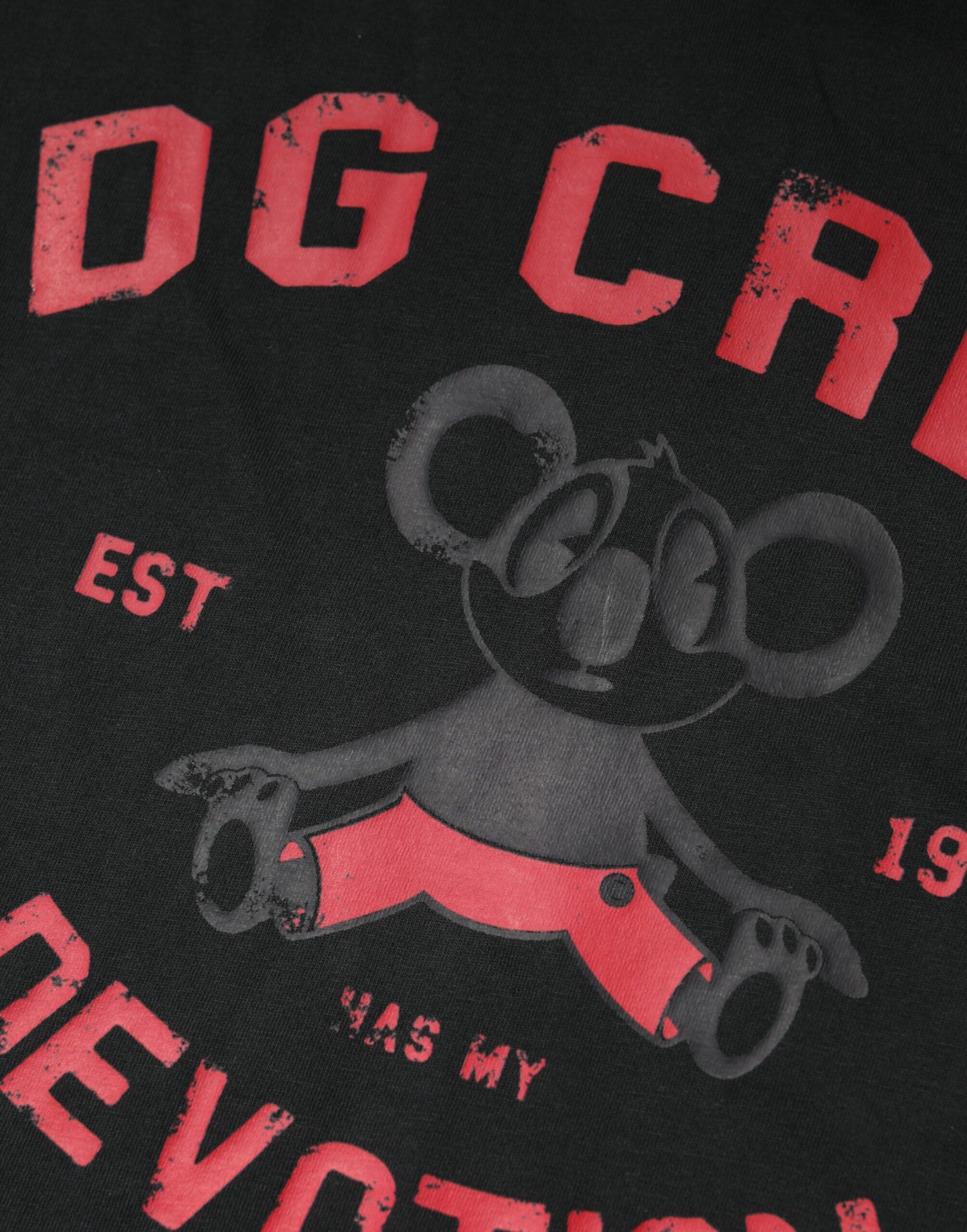 Camiseta negra de algodón con cuello redondo DG Crew Devotion