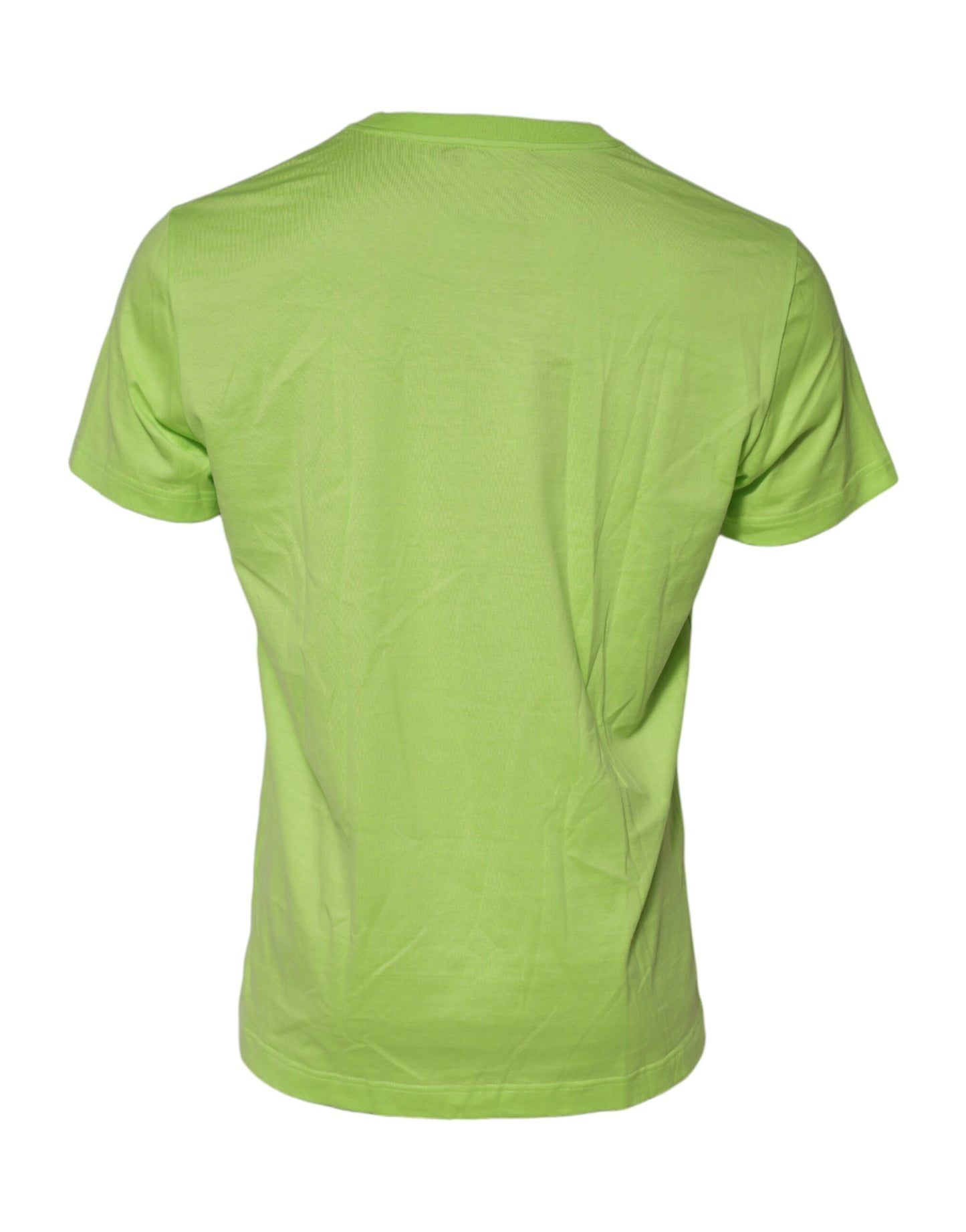 Camiseta de algodón con cuello redondo y logotipo en relieve verde