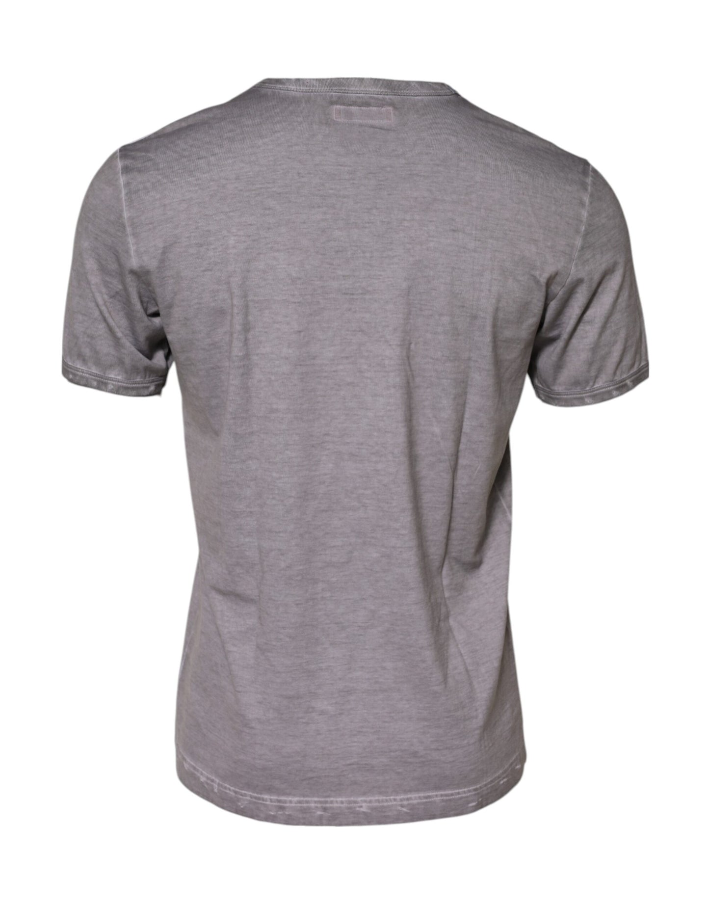 Camiseta de algodón con cuello redondo y estampado gráfico gris