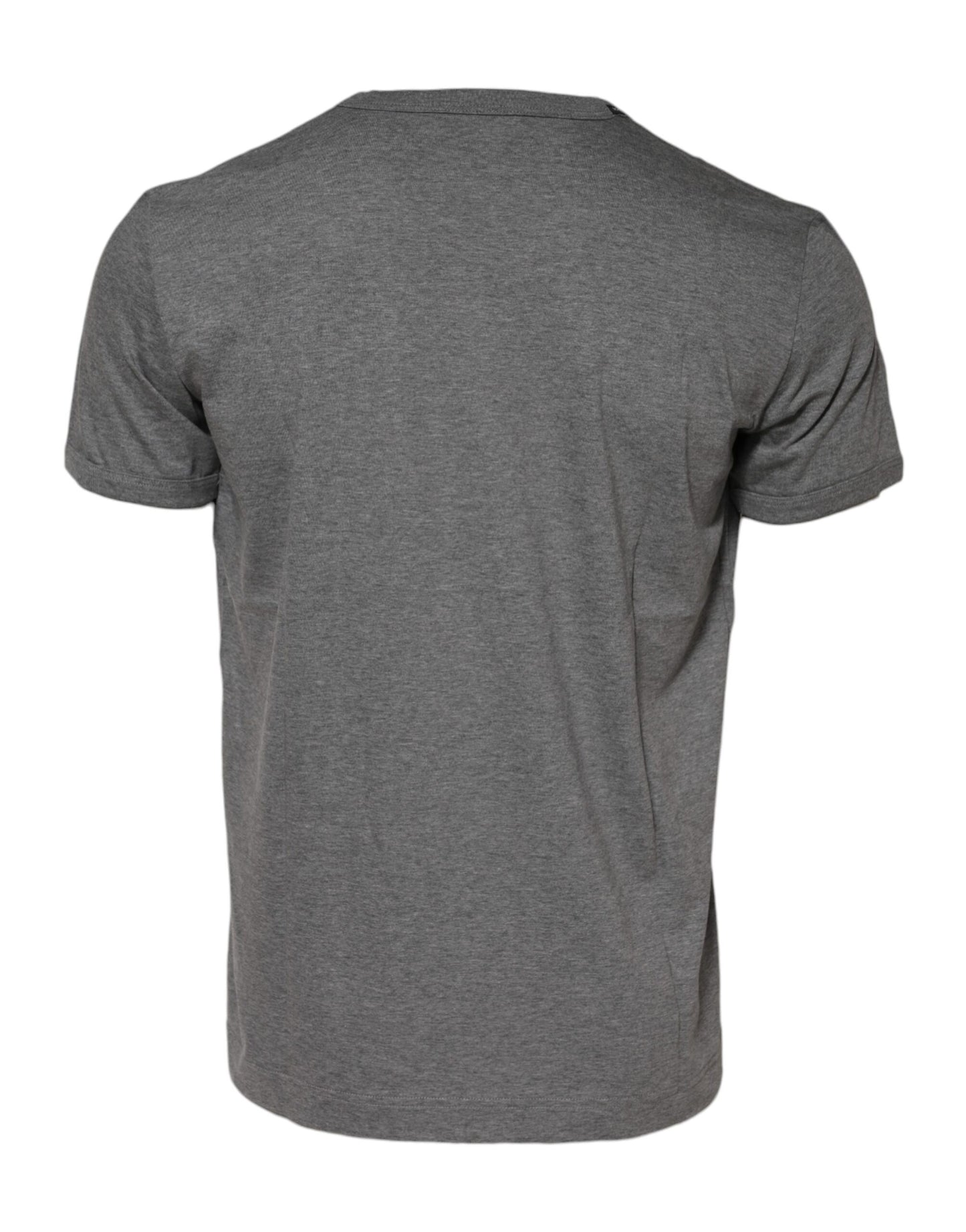 Camiseta de algodón gris de cuello redondo y manga corta