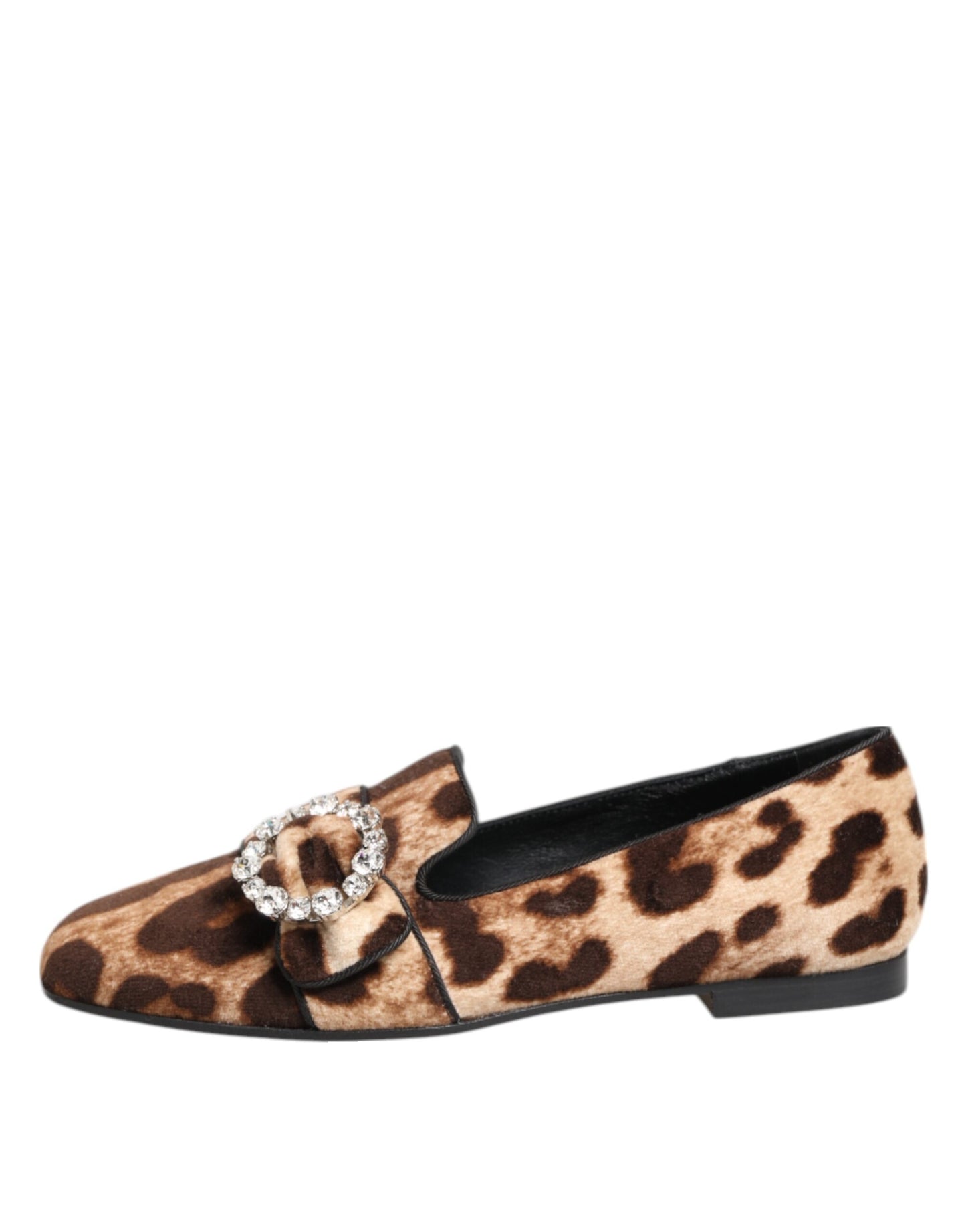 Mocasines planos con cristales y estampado de leopardo marrón