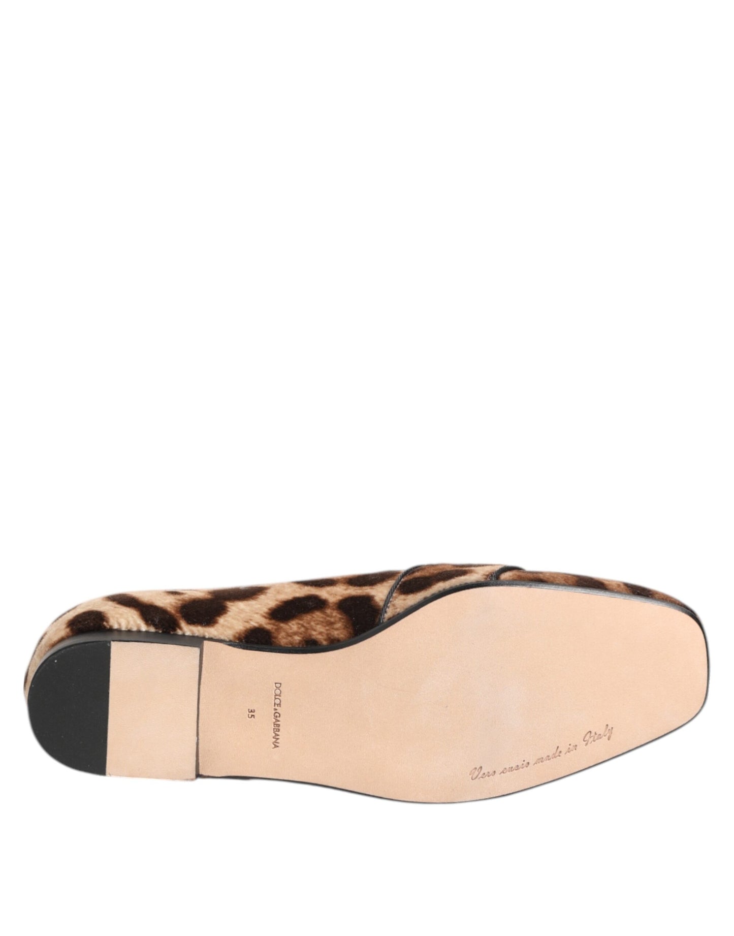 Mocasines planos con cristales y estampado de leopardo marrón