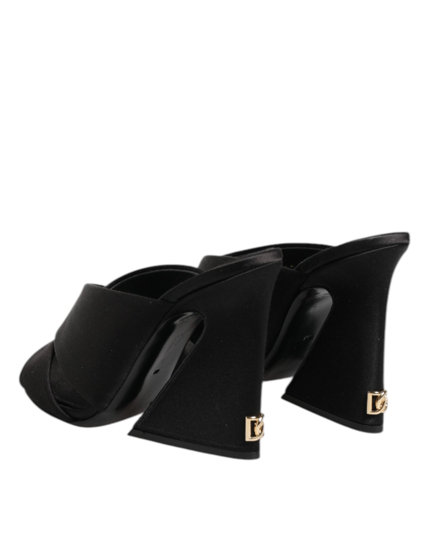 Sandalias de satén KEIRA con logotipo negro