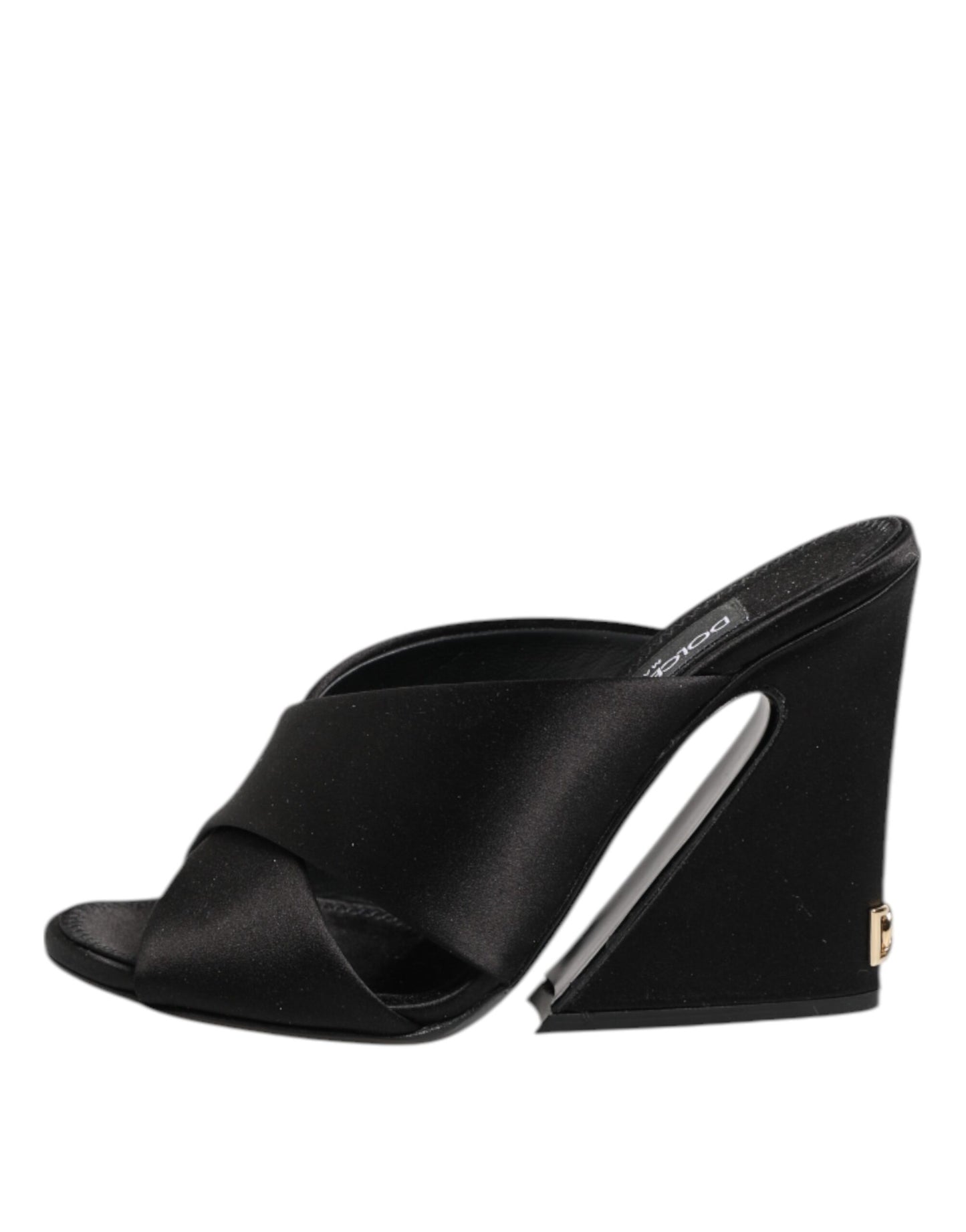 Sandalias de satén KEIRA con logotipo negro
