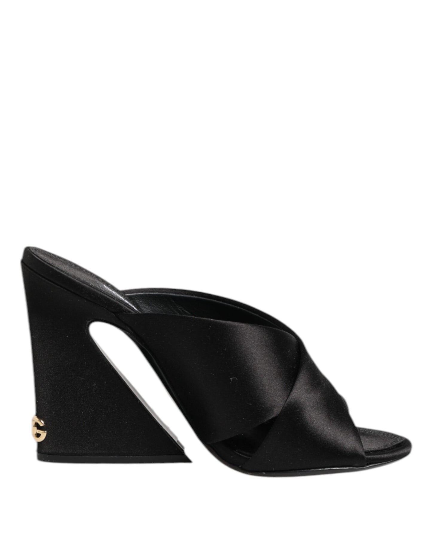 Sandalias de satén KEIRA con logotipo negro