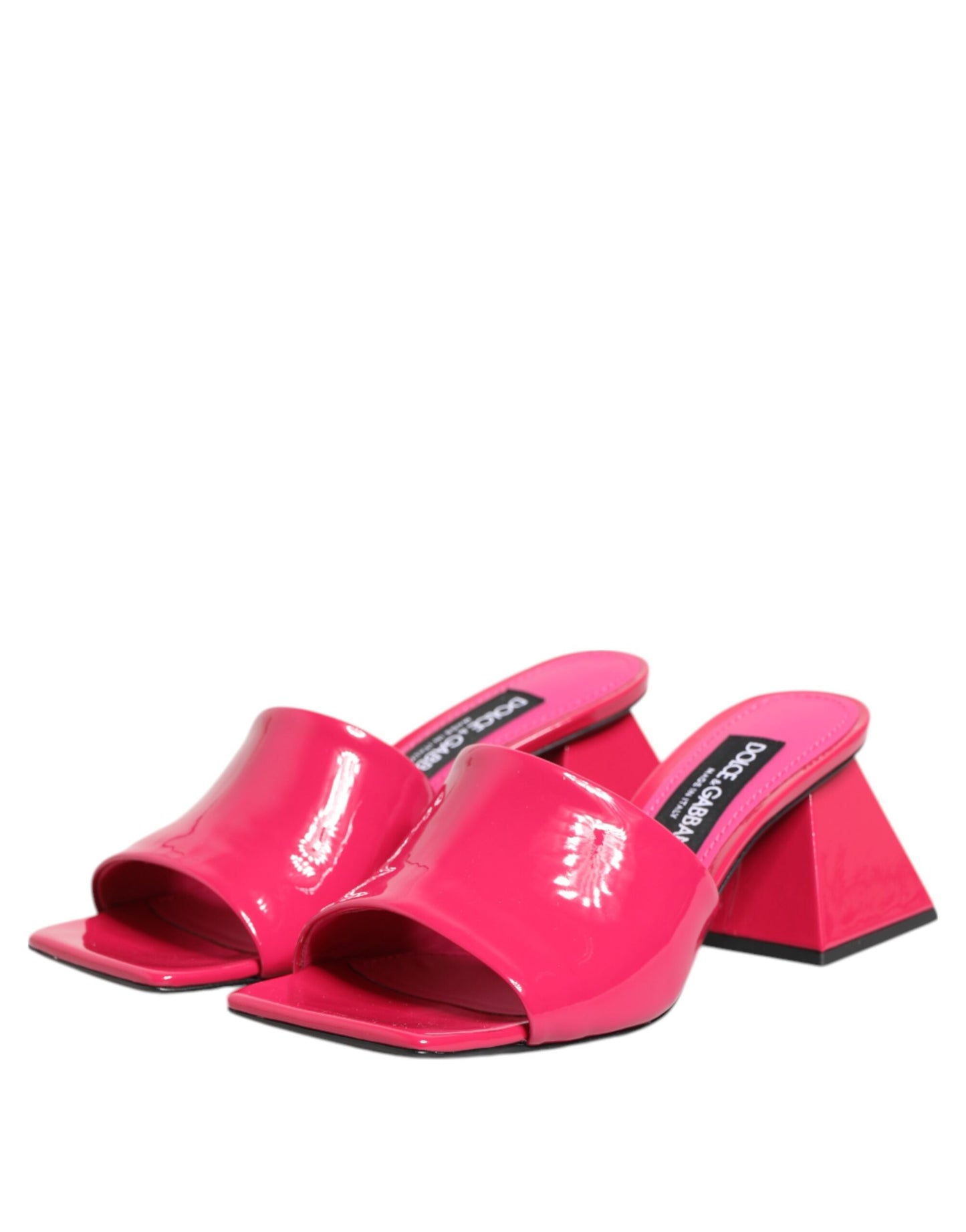 Sandalias tipo mules con tacón de bloque y punta abierta en color rosa
