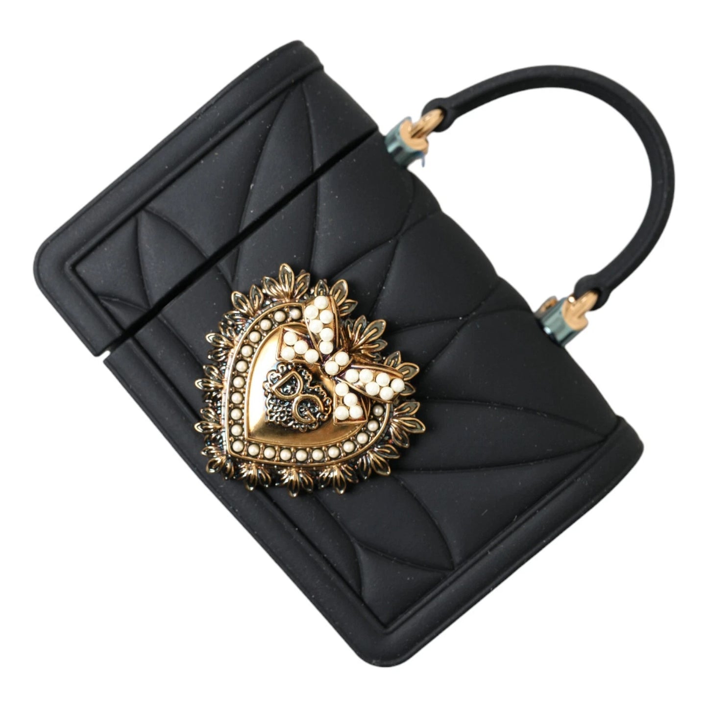Funda de silicona negra con diseño de corazón Devotion para Airpods
