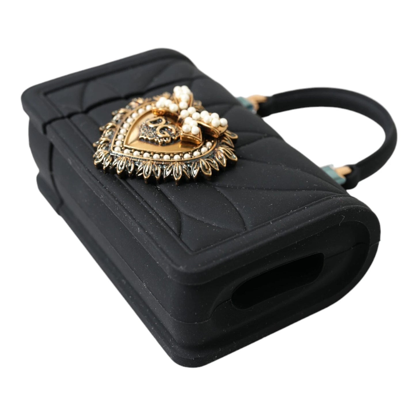Funda de silicona negra con diseño de corazón Devotion para Airpods