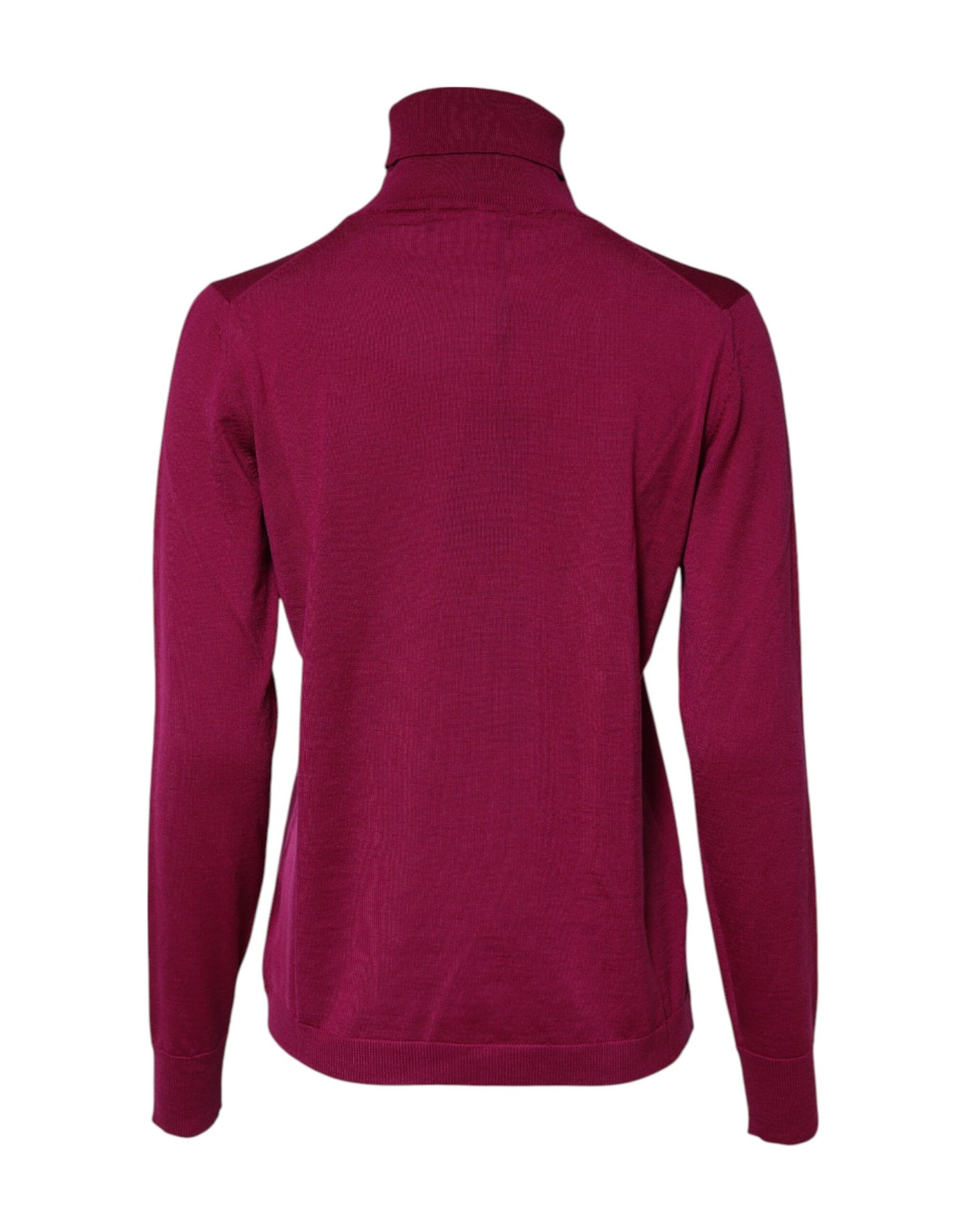 Suéter de cuello alto de manga larga de lana fucsia