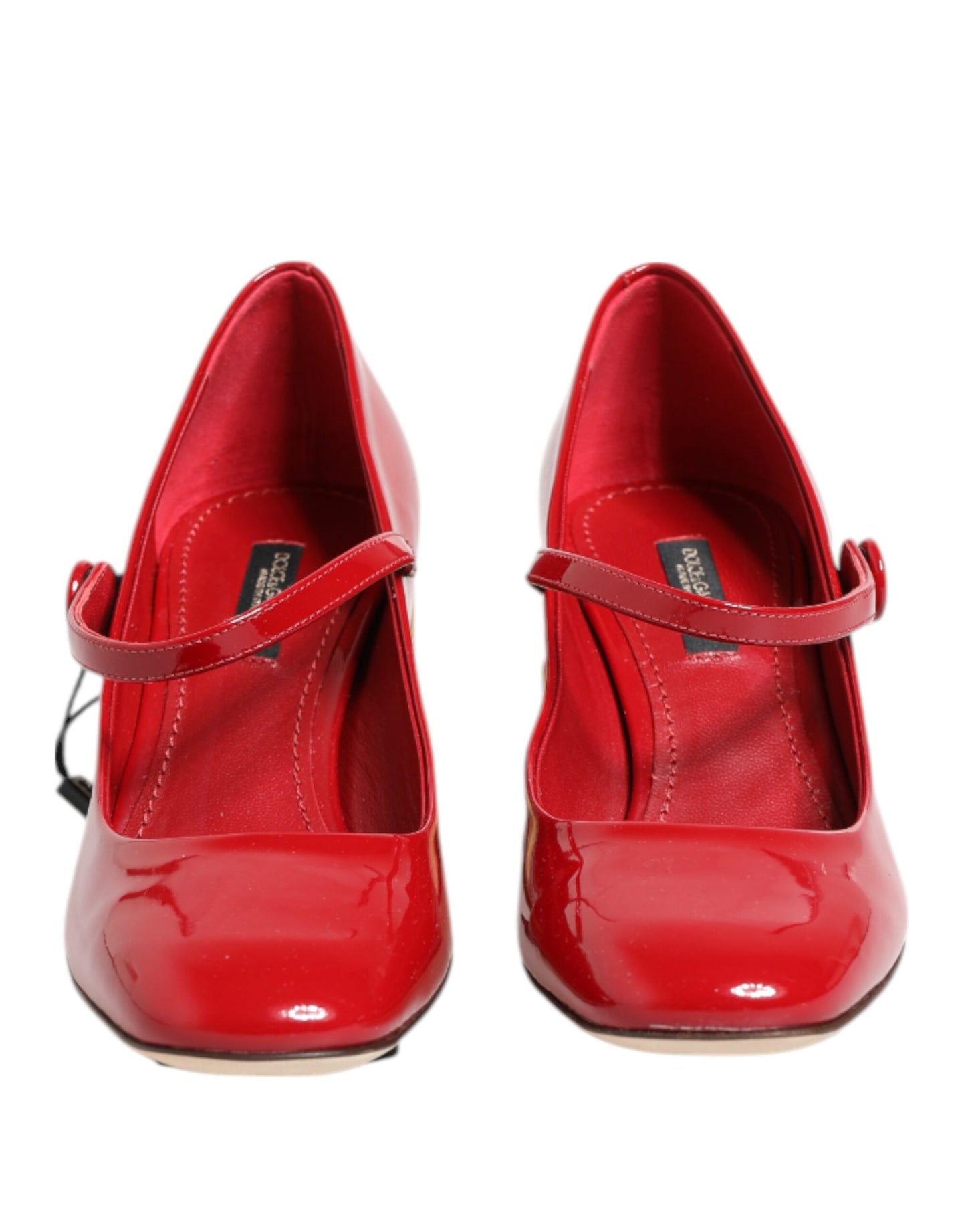 Sandalias de tacón con logotipo DG de cuero rojo