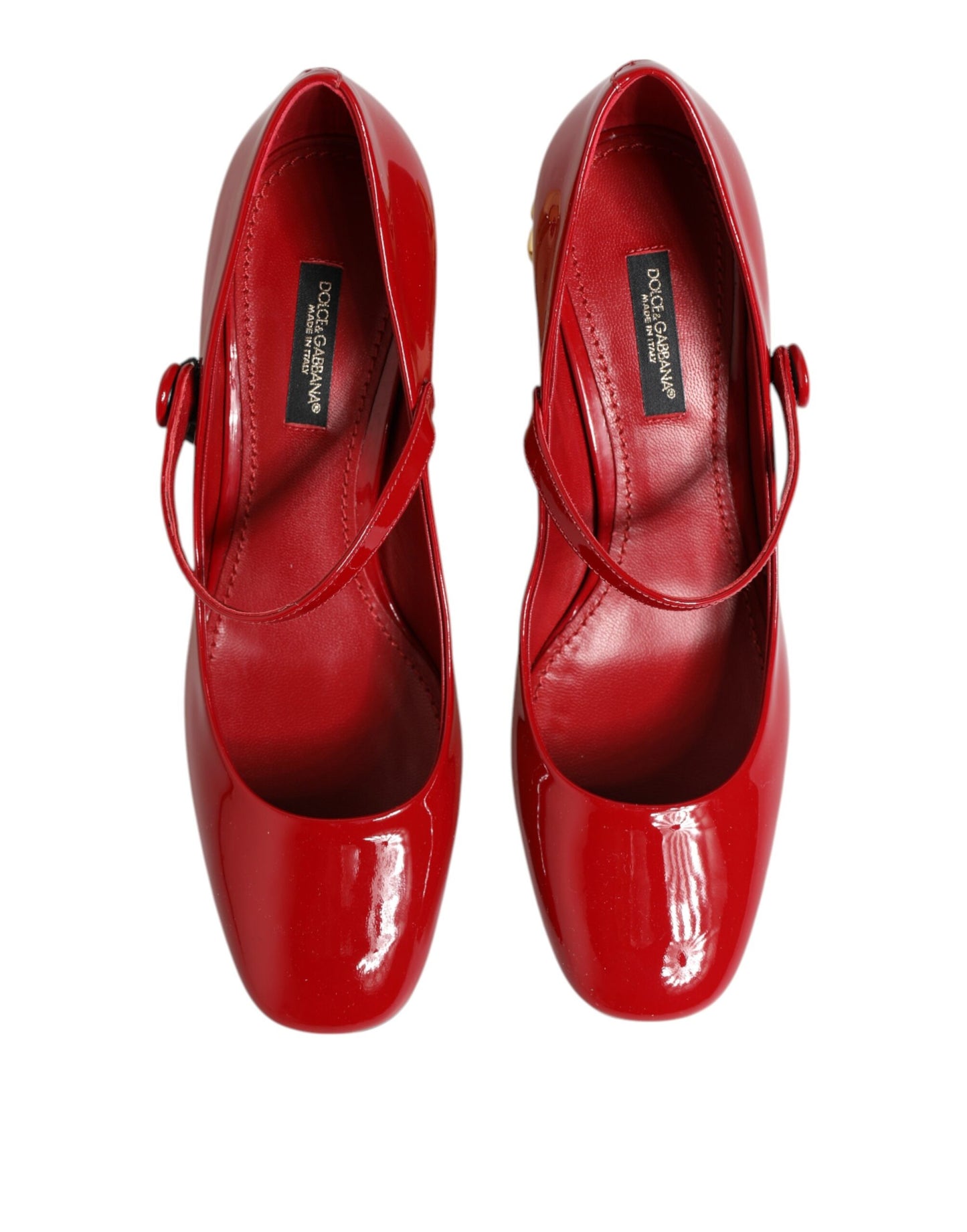 Sandalias de tacón con logotipo DG de cuero rojo