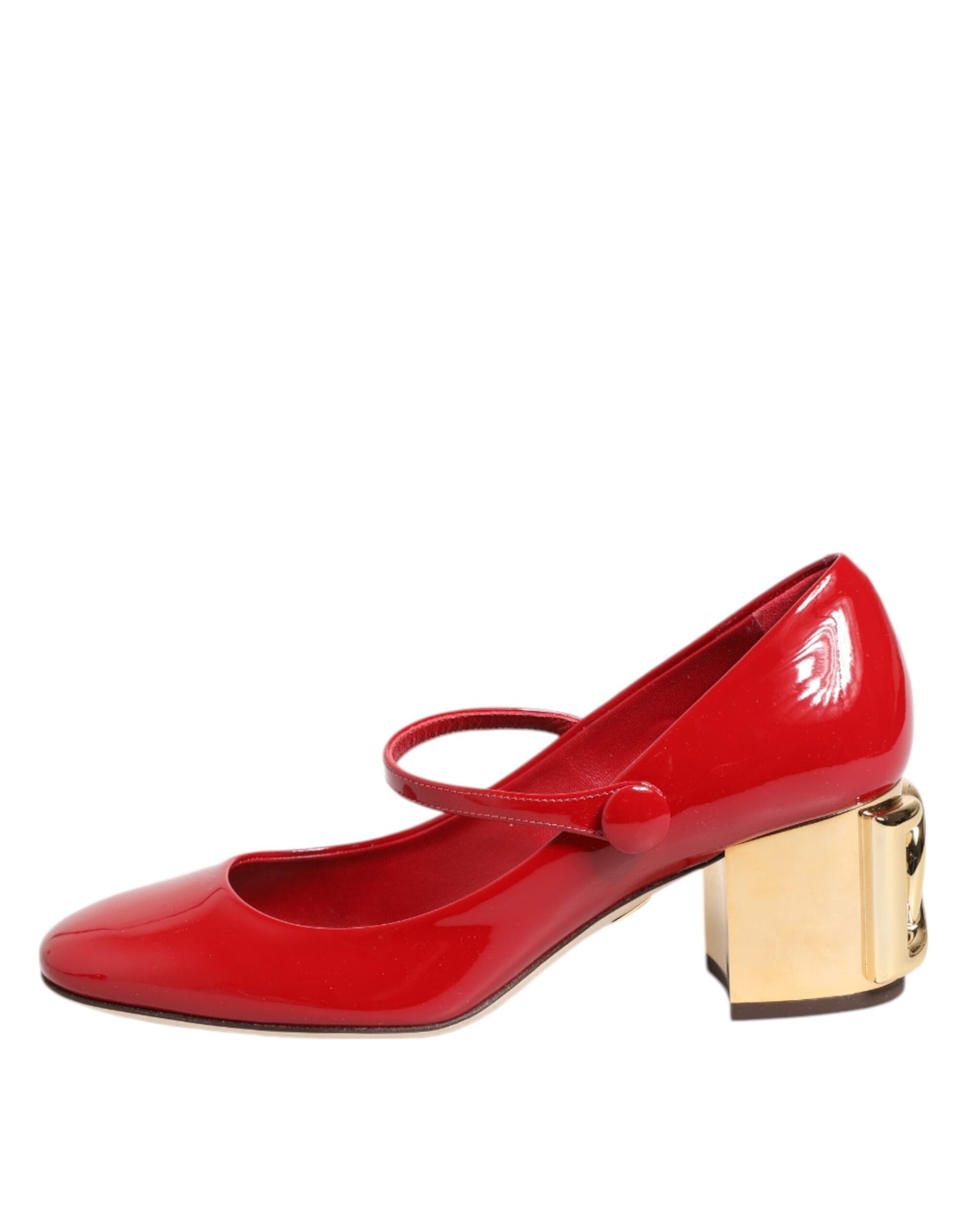 Sandalias de tacón con logotipo DG de cuero rojo