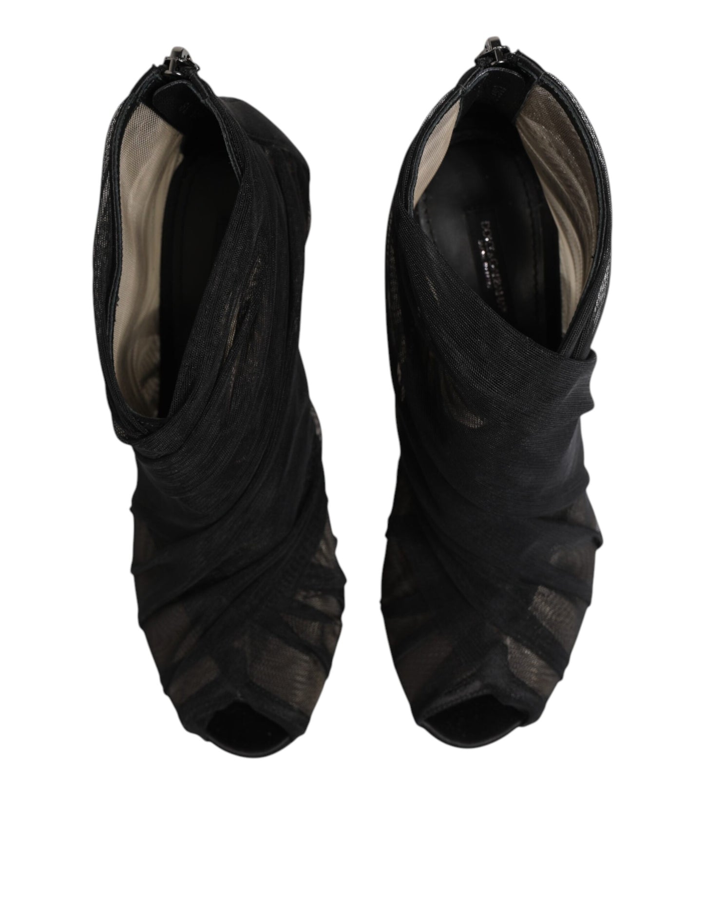 Botines de tacón de aguja de malla negra