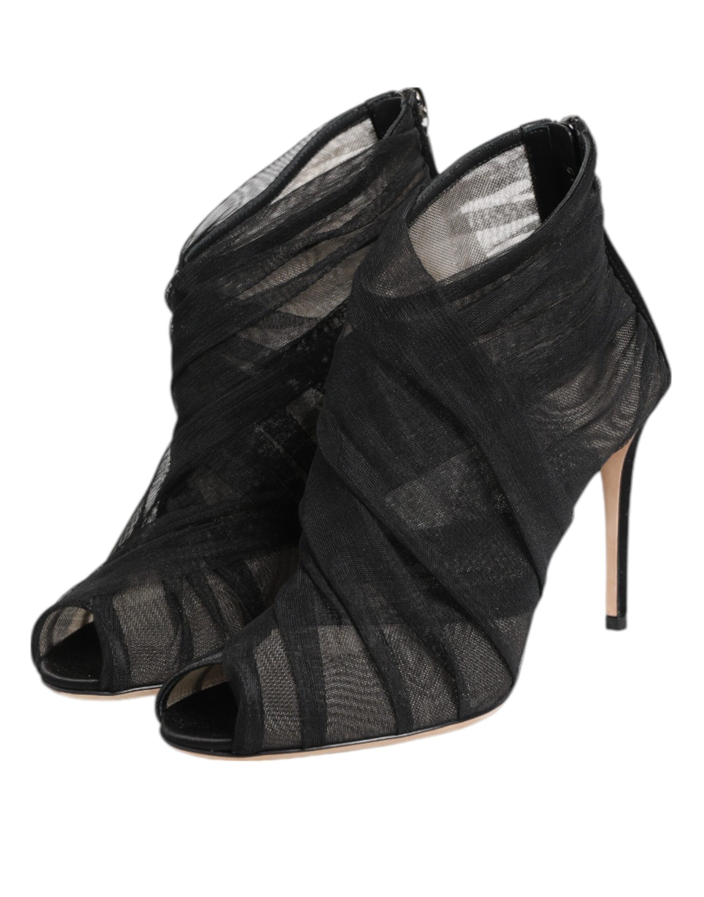 Botines de tacón de aguja de malla negra