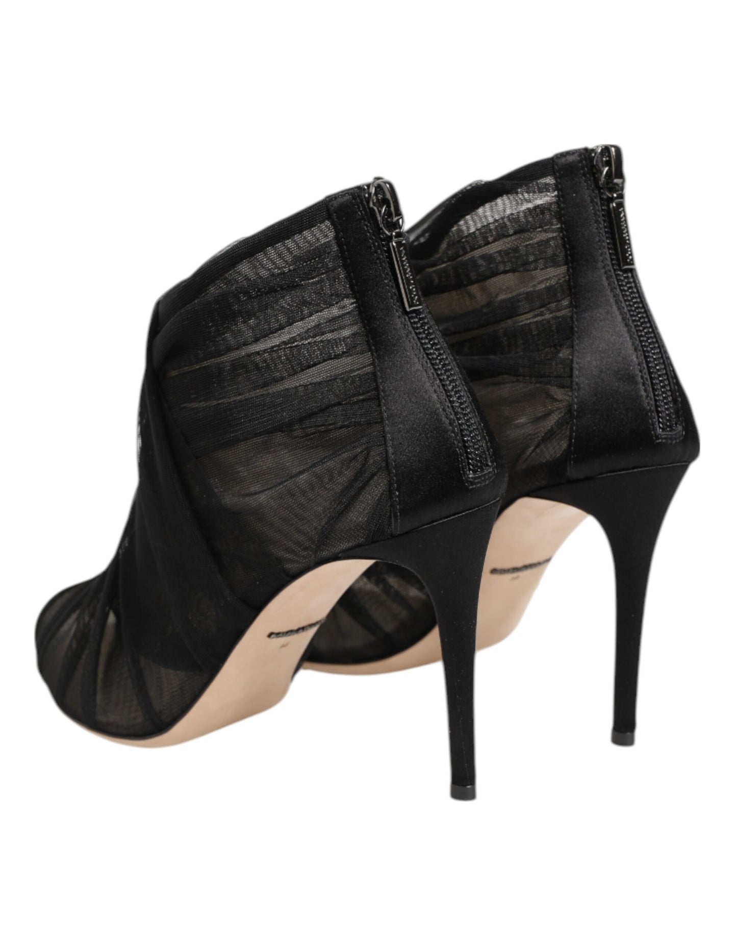 Botines de tacón de aguja de malla negra